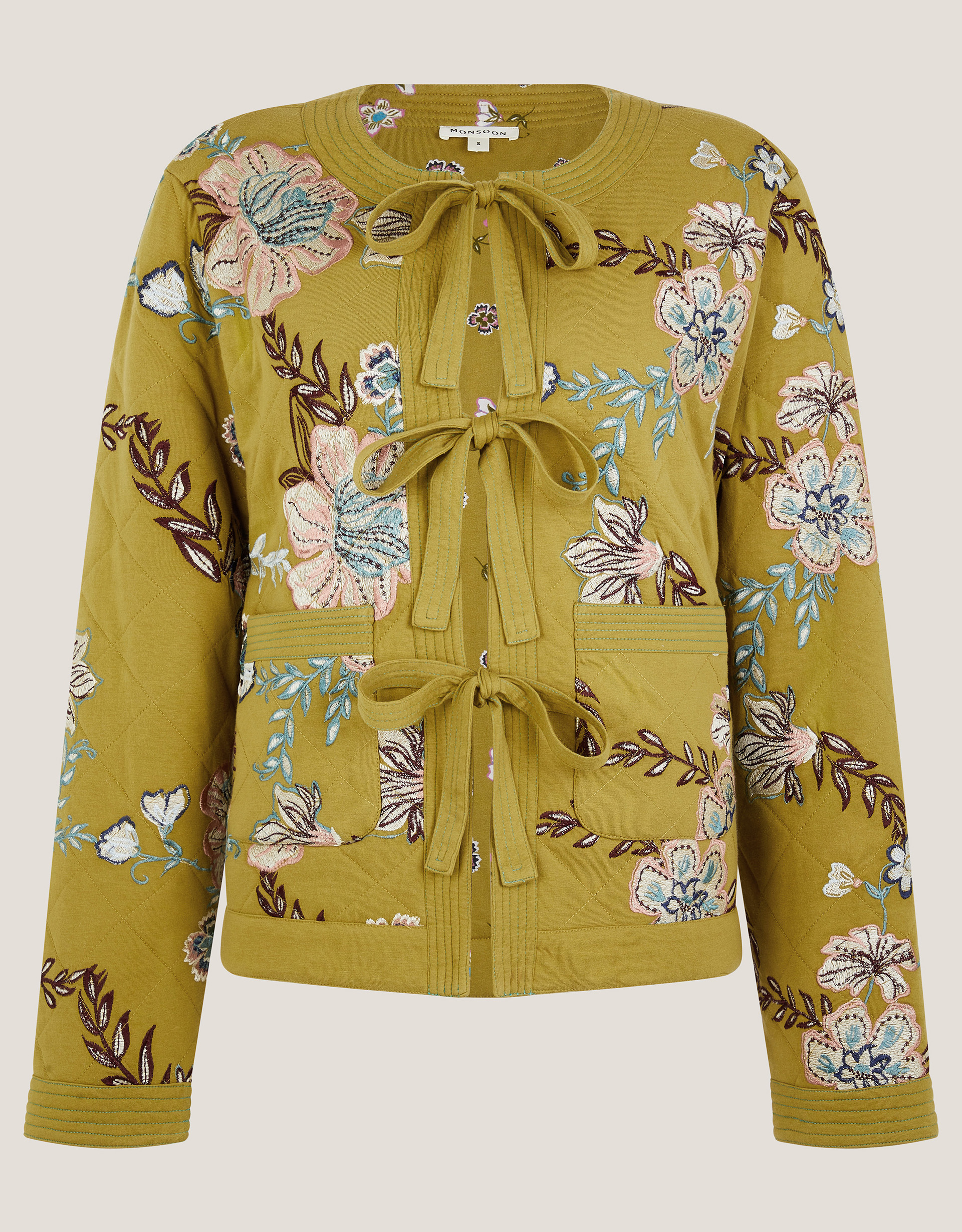 Monsoon Eliza Floral Quilted Jersey Jacket, view 5