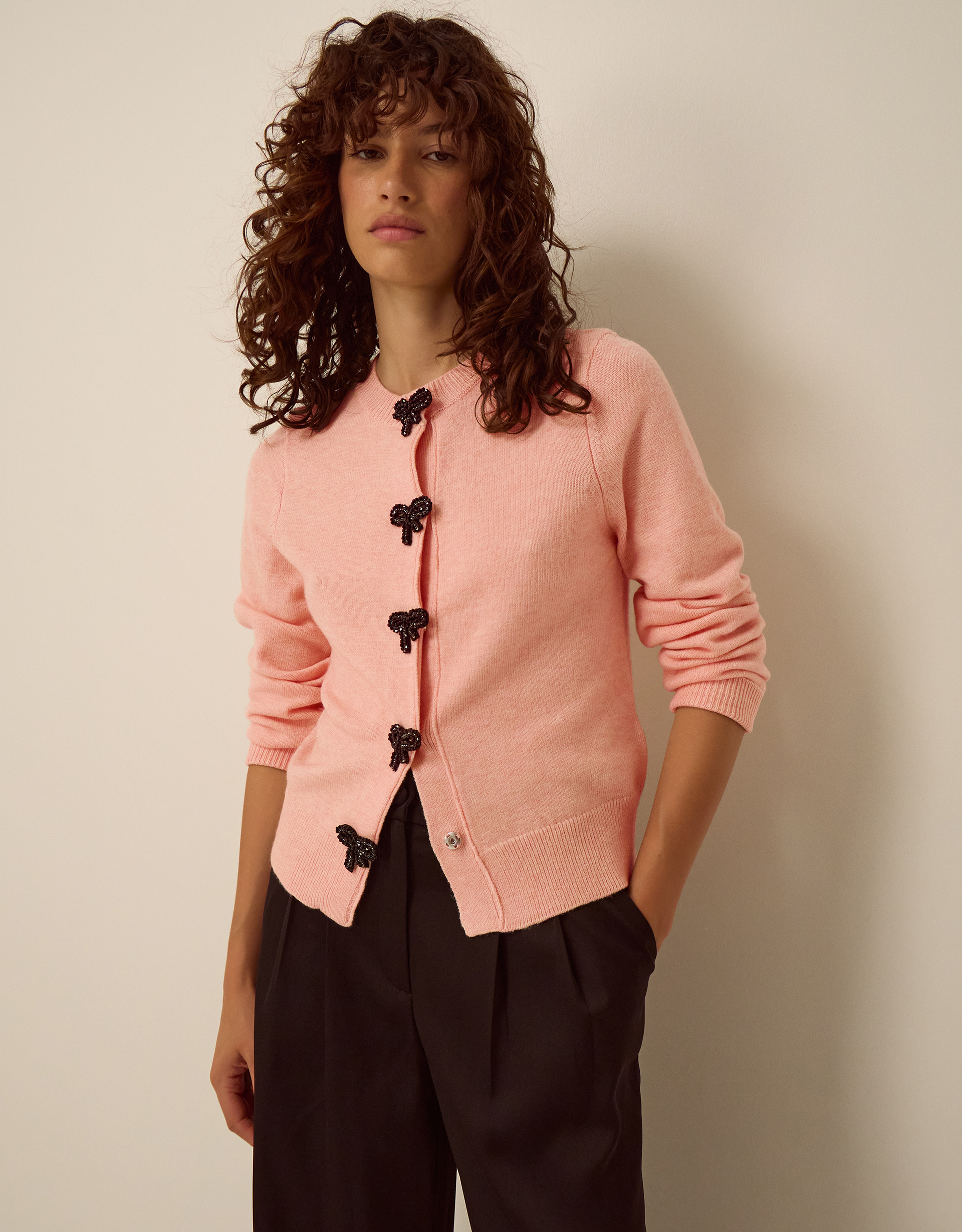 Monsoon Bonny Beaded Bow Cardigan, view 5