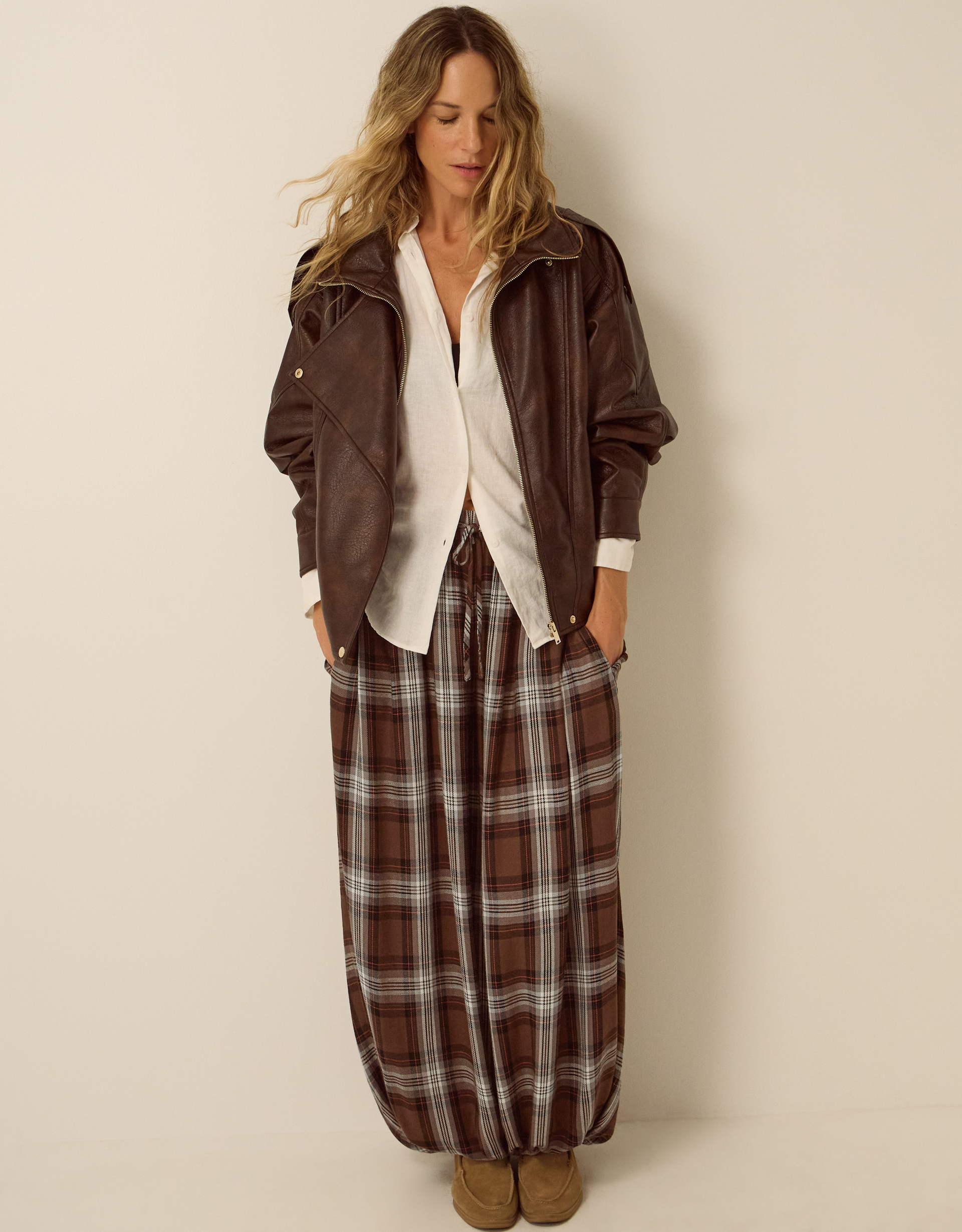 Monsoon Maya Check Print Balloon Trousers, view 5