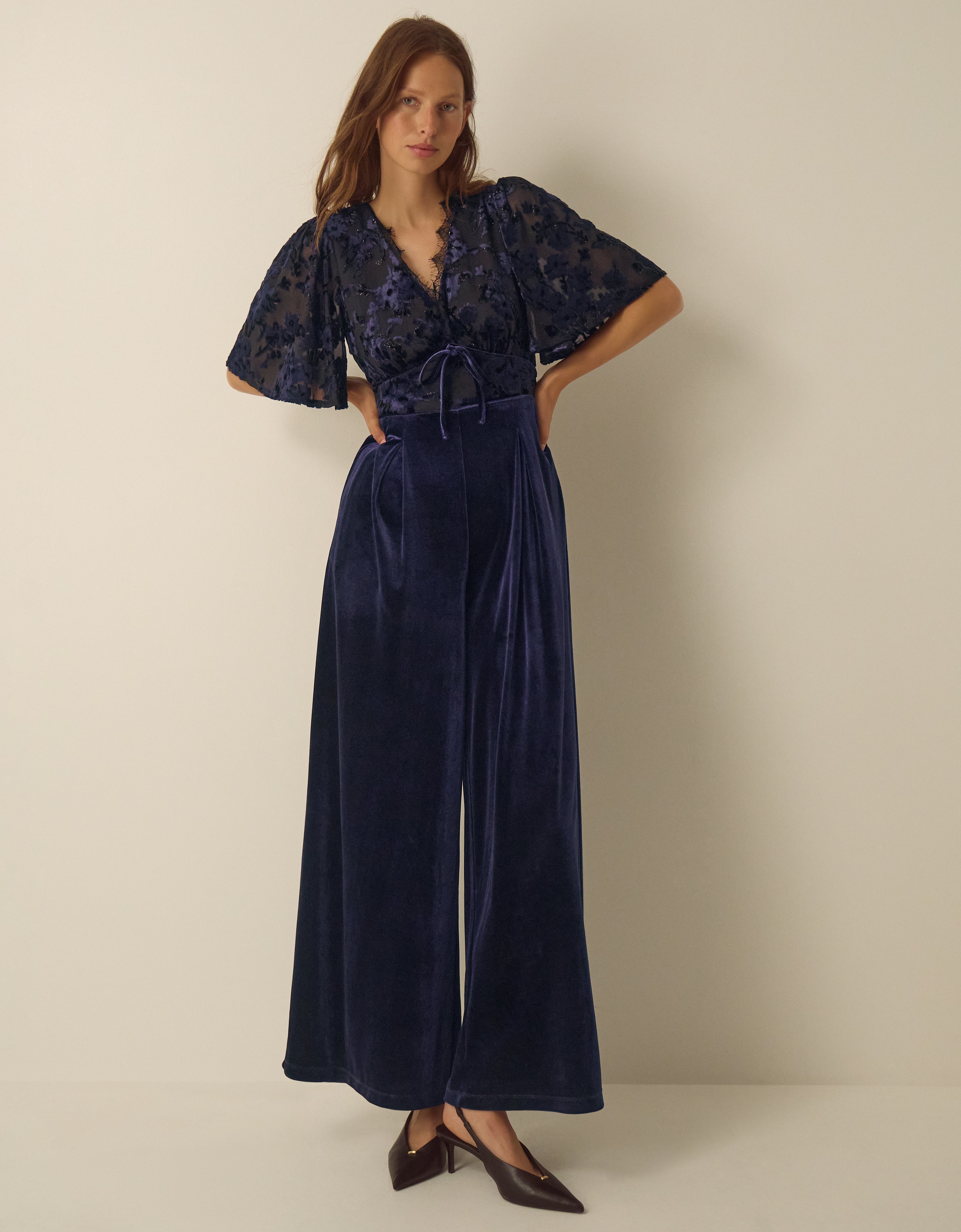 Monsoon Nadine Floral Devoré Velvet Jumpsuit