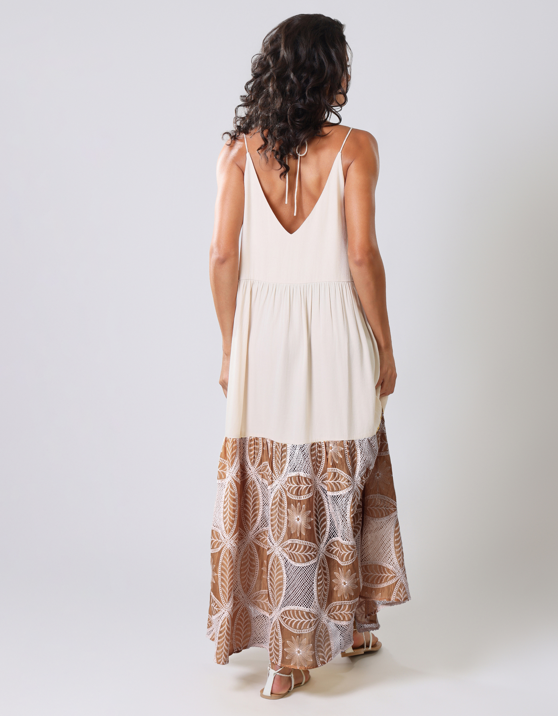Monsoon Traffic People Ithaca Tiered Print Maxi Dress in Brown, view 3