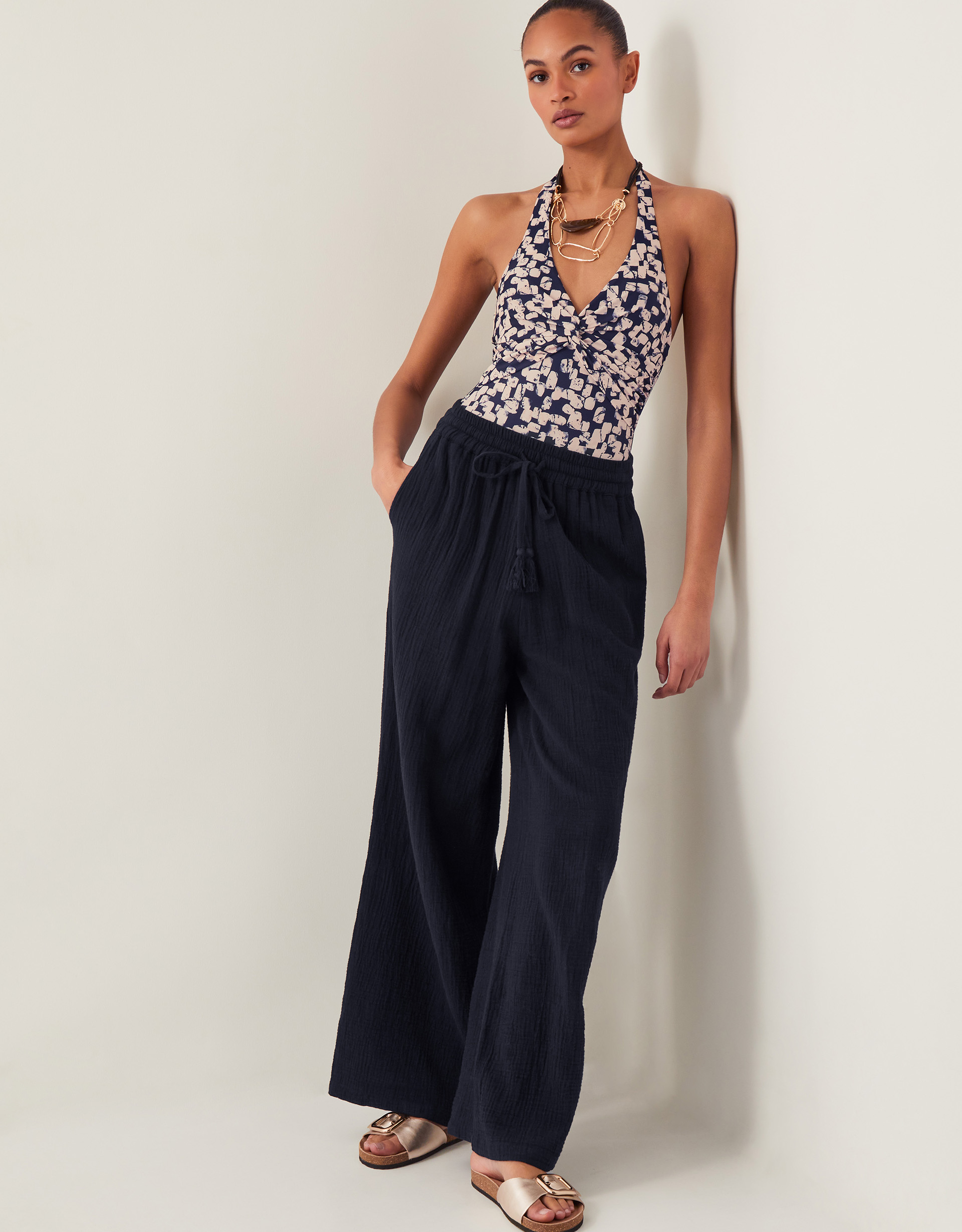 Monsoon Alwena Abstract Print Halter Swimsuit, view 6