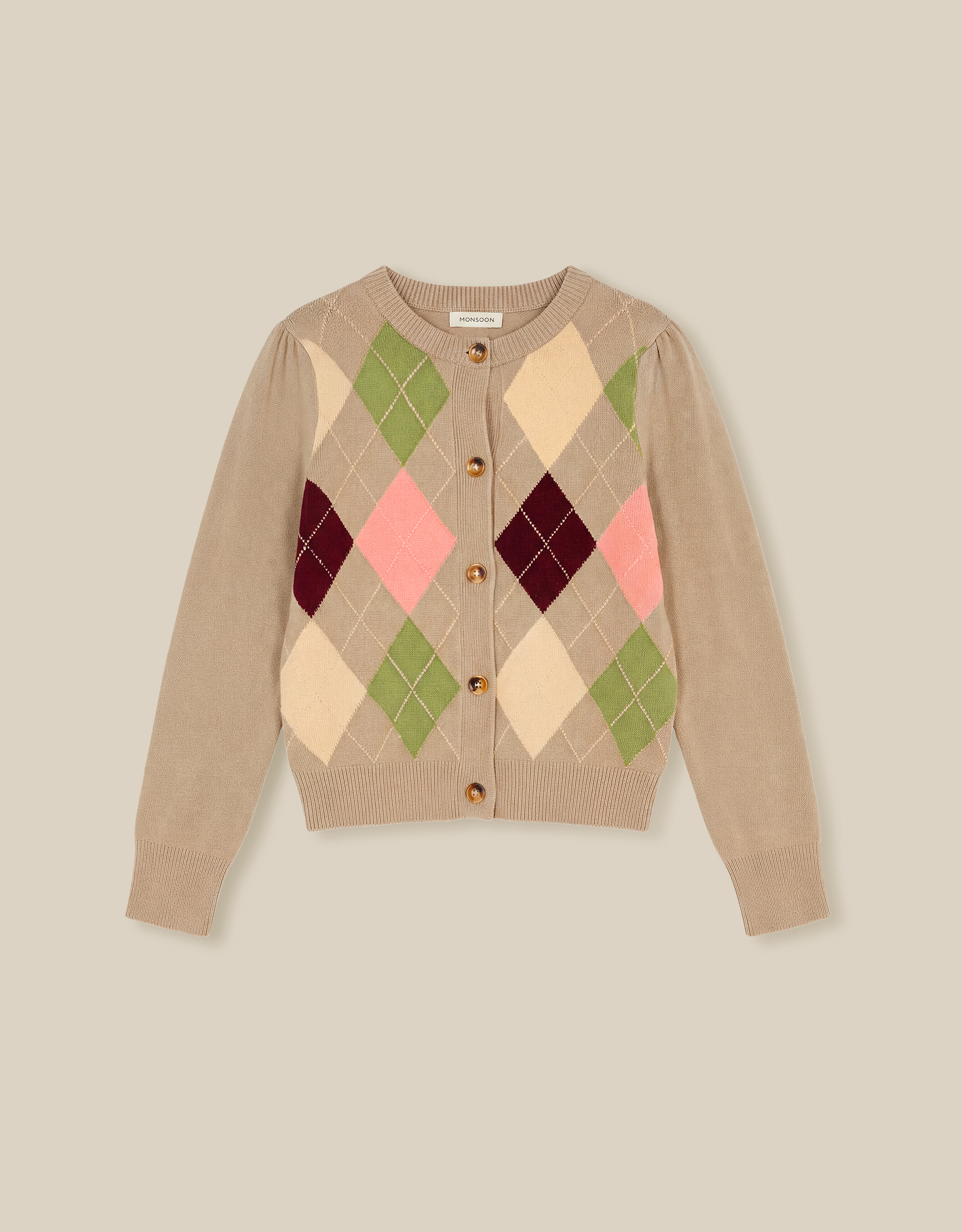 Monsoon Alba Argyle Cardigan, view 5