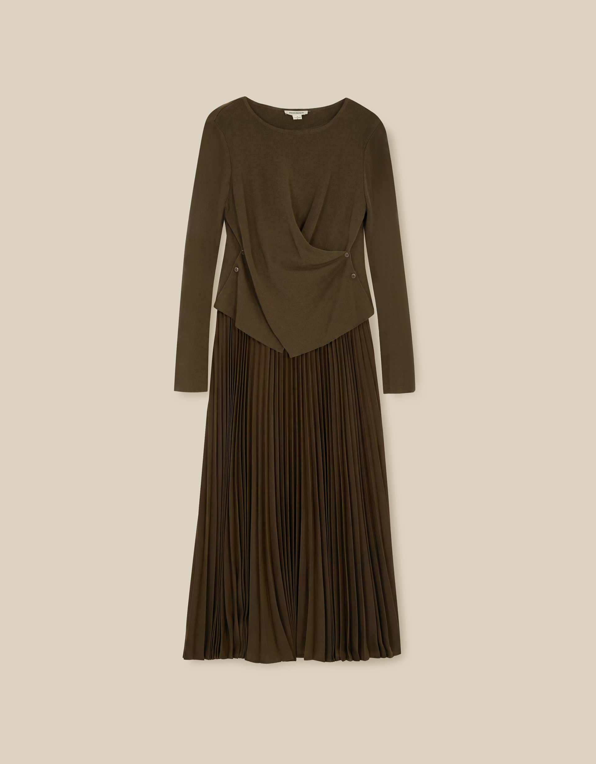 Monsoon Fiz Drape Pleated Midi Dress, view 5