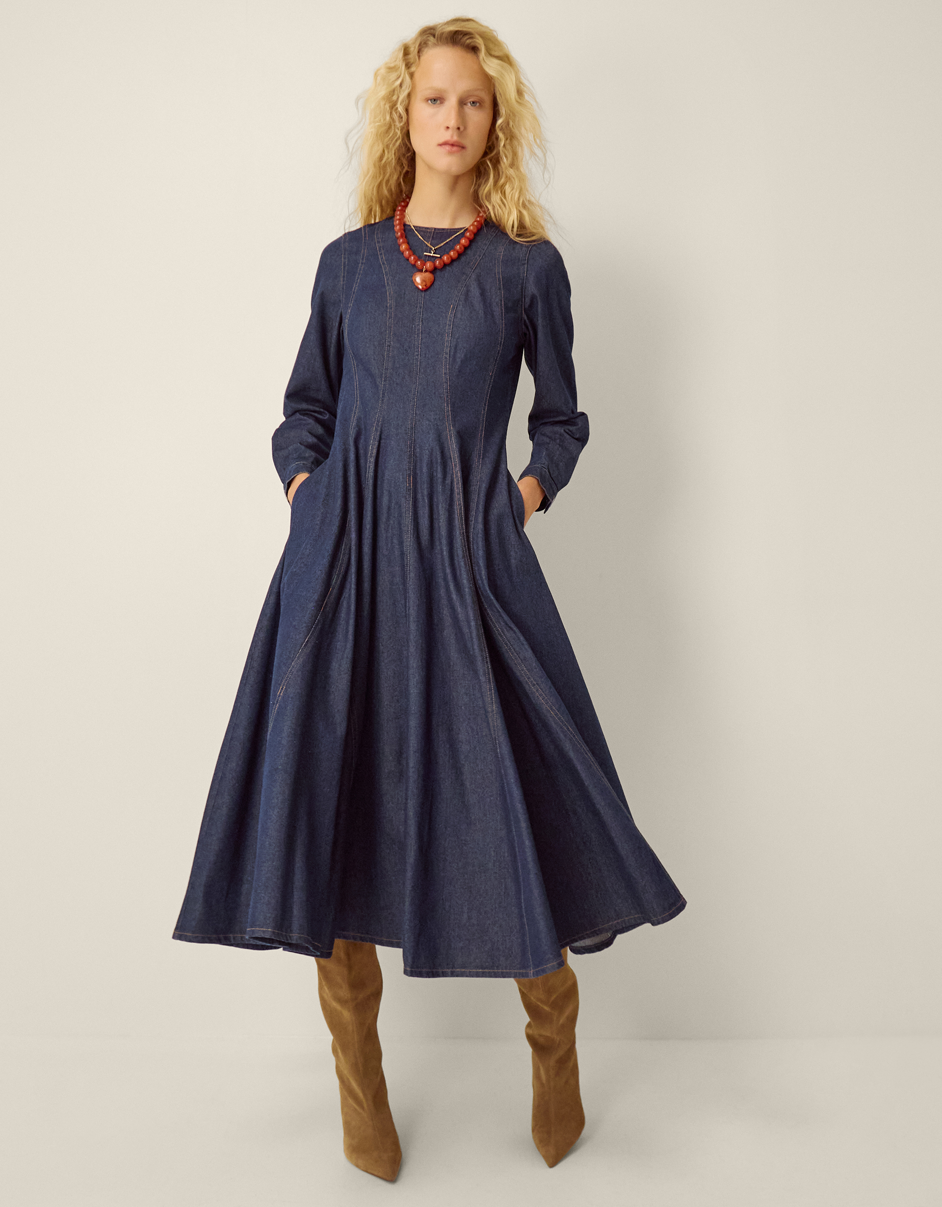 Monsoon Isadora Seamed Denim Midi Dress