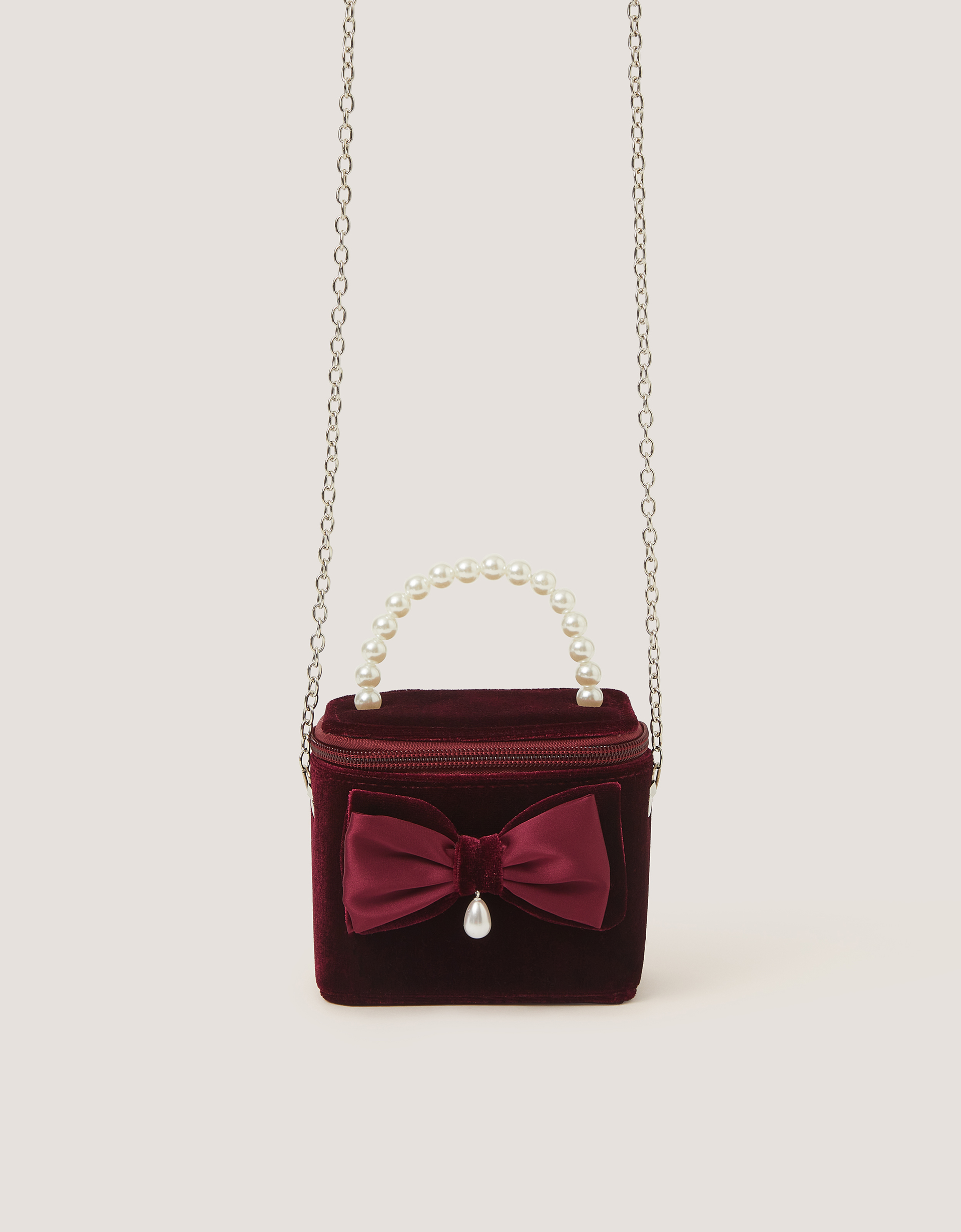 Monsoon Bow Velvet Bag in Red