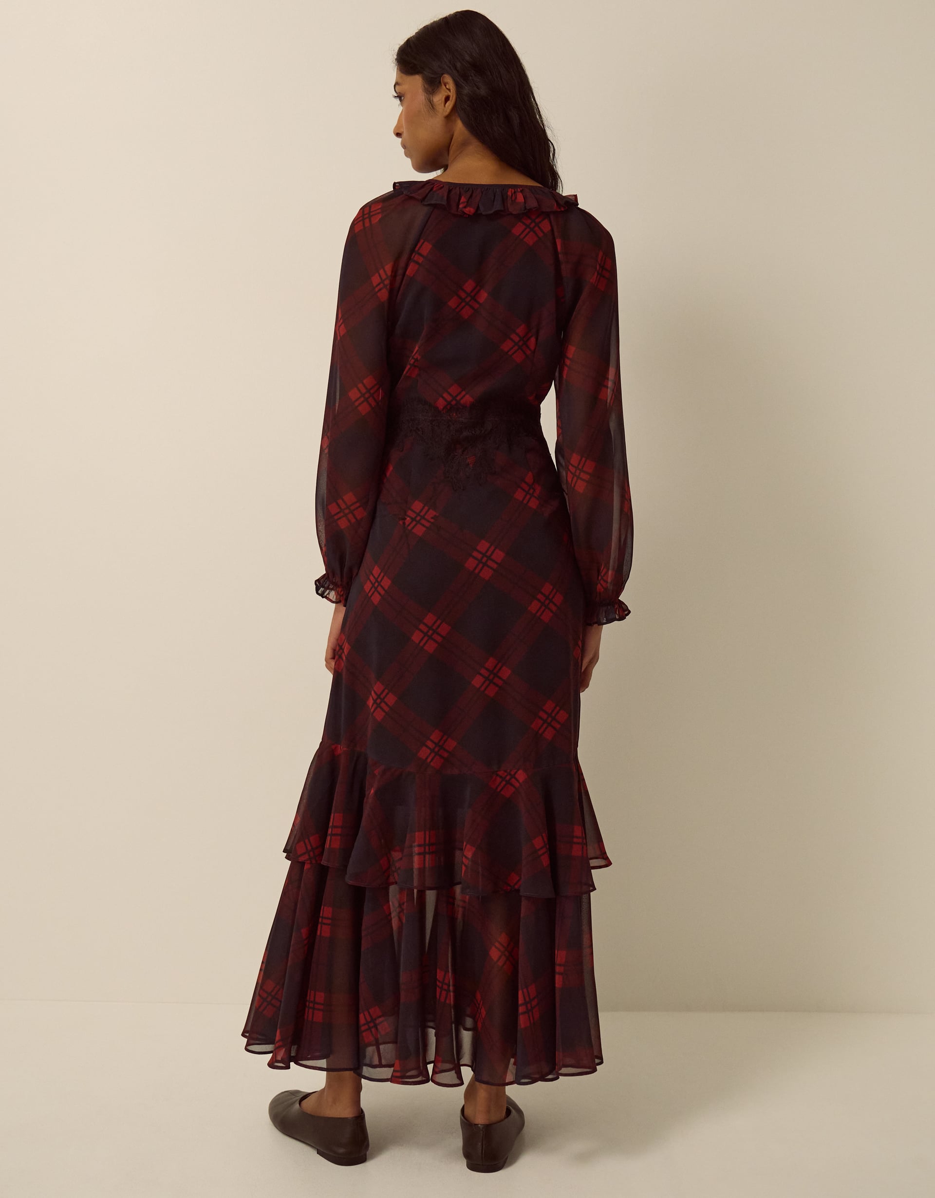 Monsoon Rowena Check Lace Midi Dress, view 3