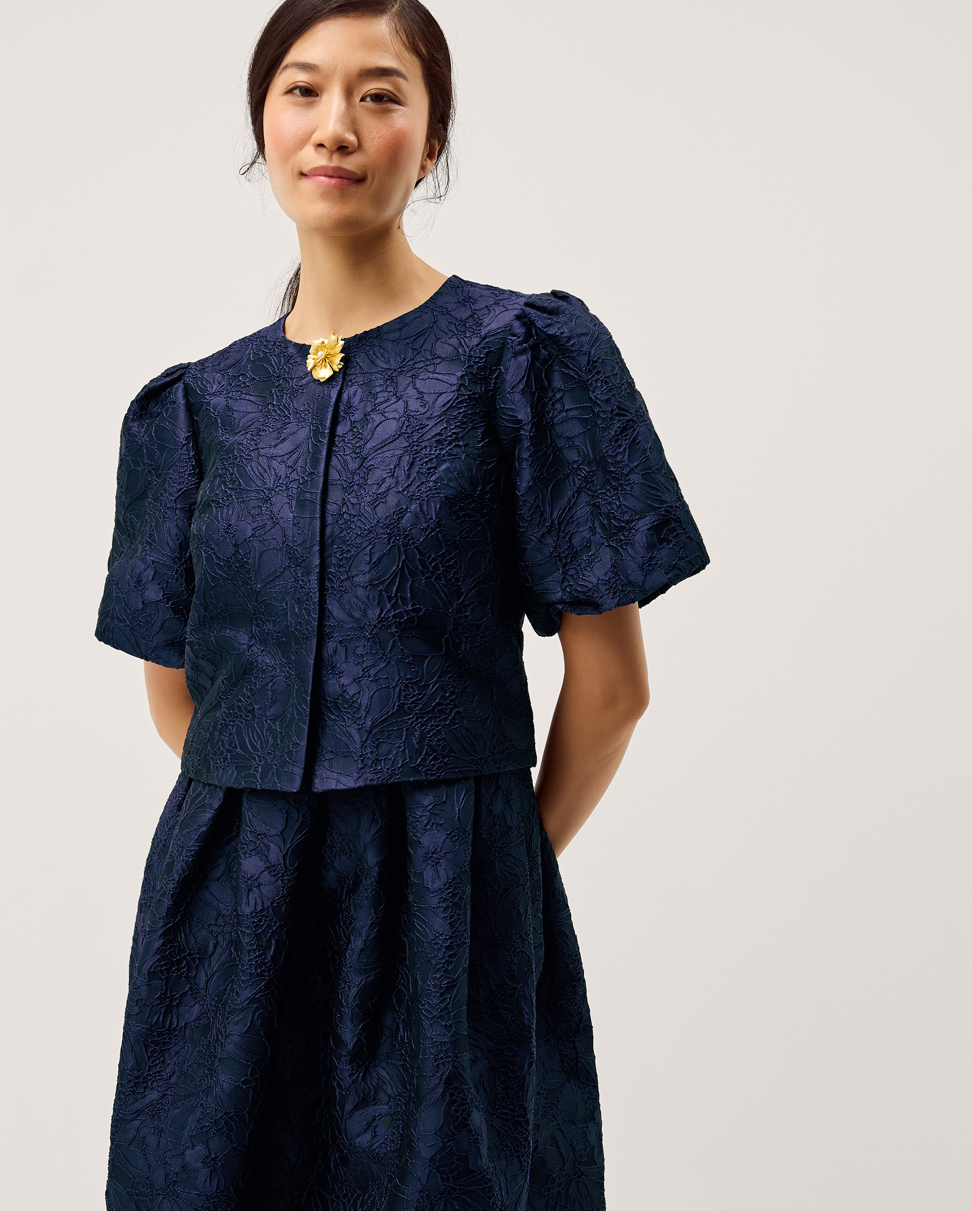 Monsoon Juliana Floral Jacquard Midi Dress, view 4