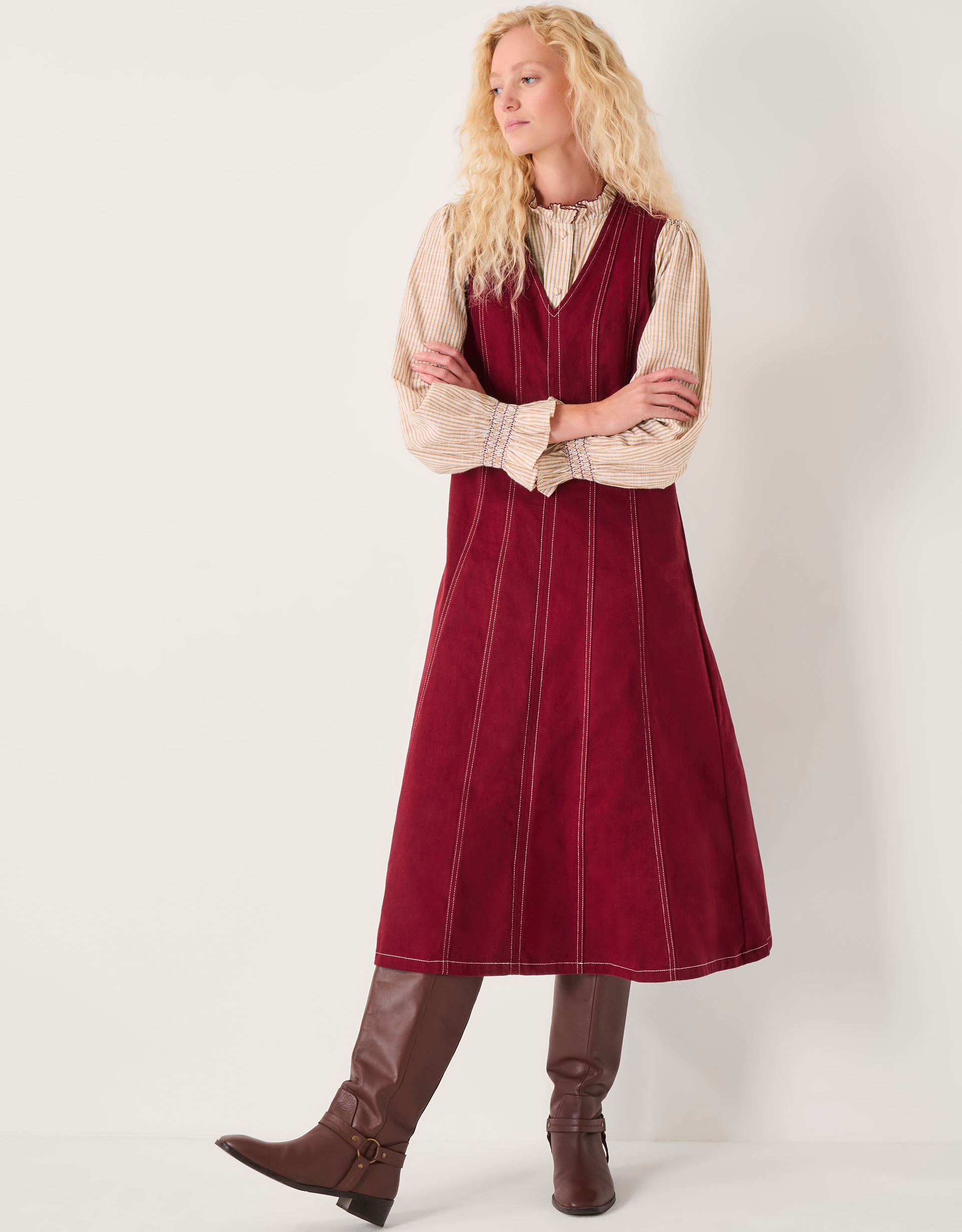 Monsoon Hope Sleeveless A-Line Denim Midi Dress, view 2