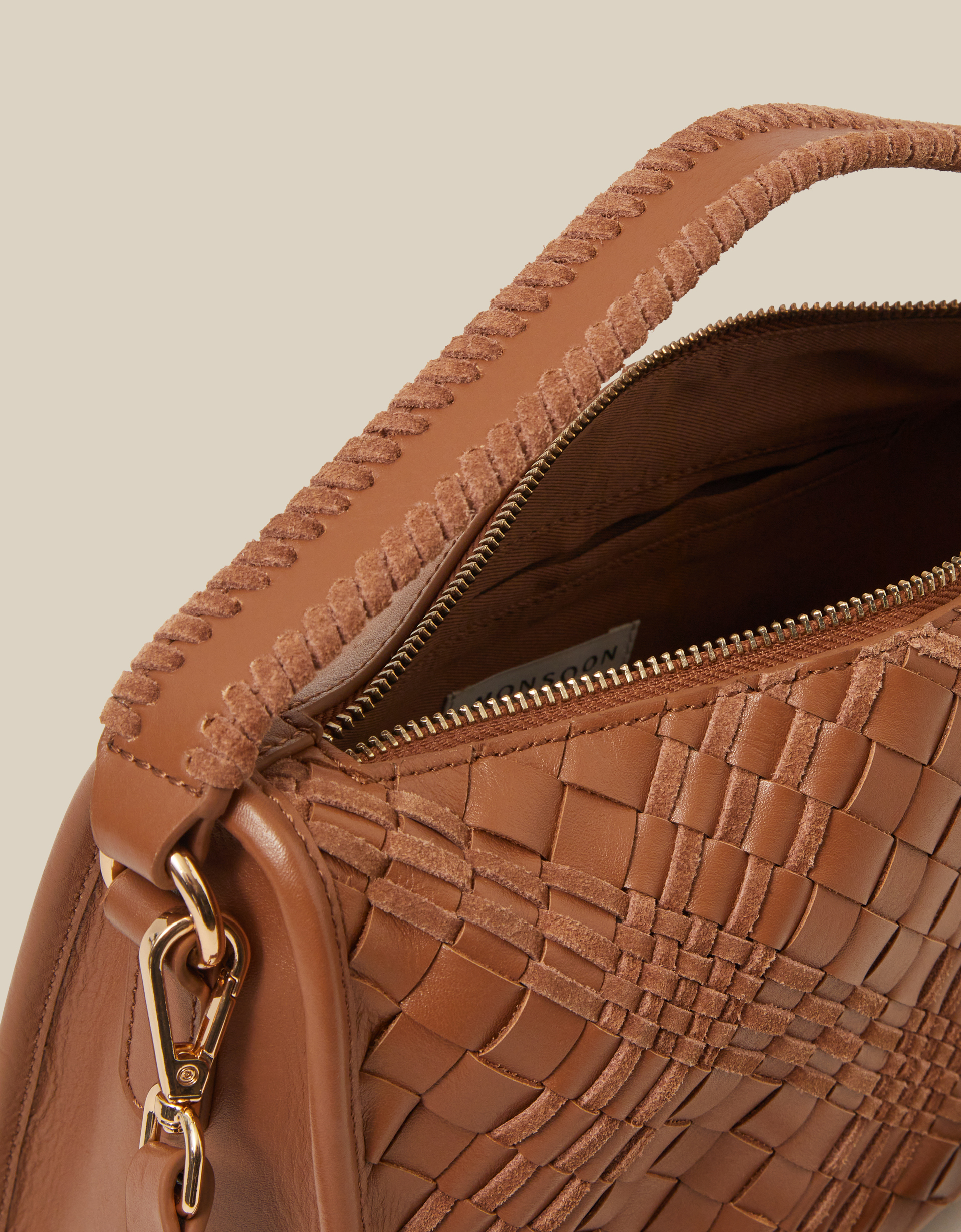 Monsoon Bertie Woven Leather Bag, view 3