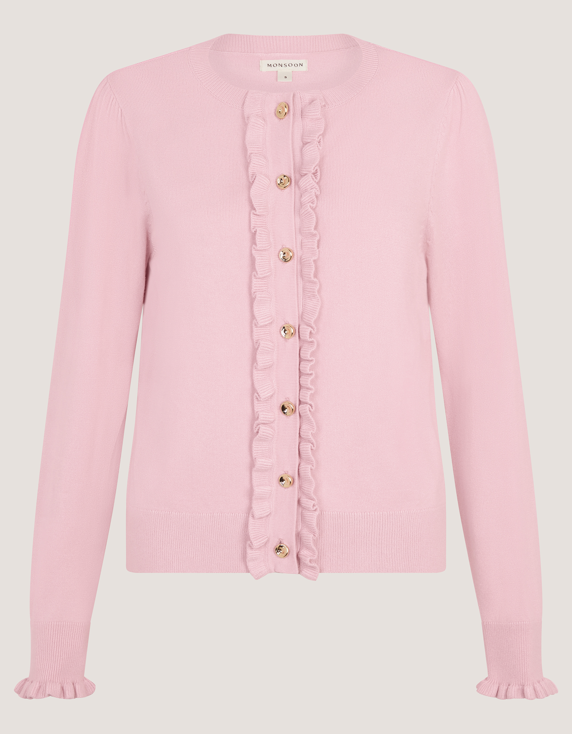 Monsoon Ruby Frill Cardigan in Pink, view 5