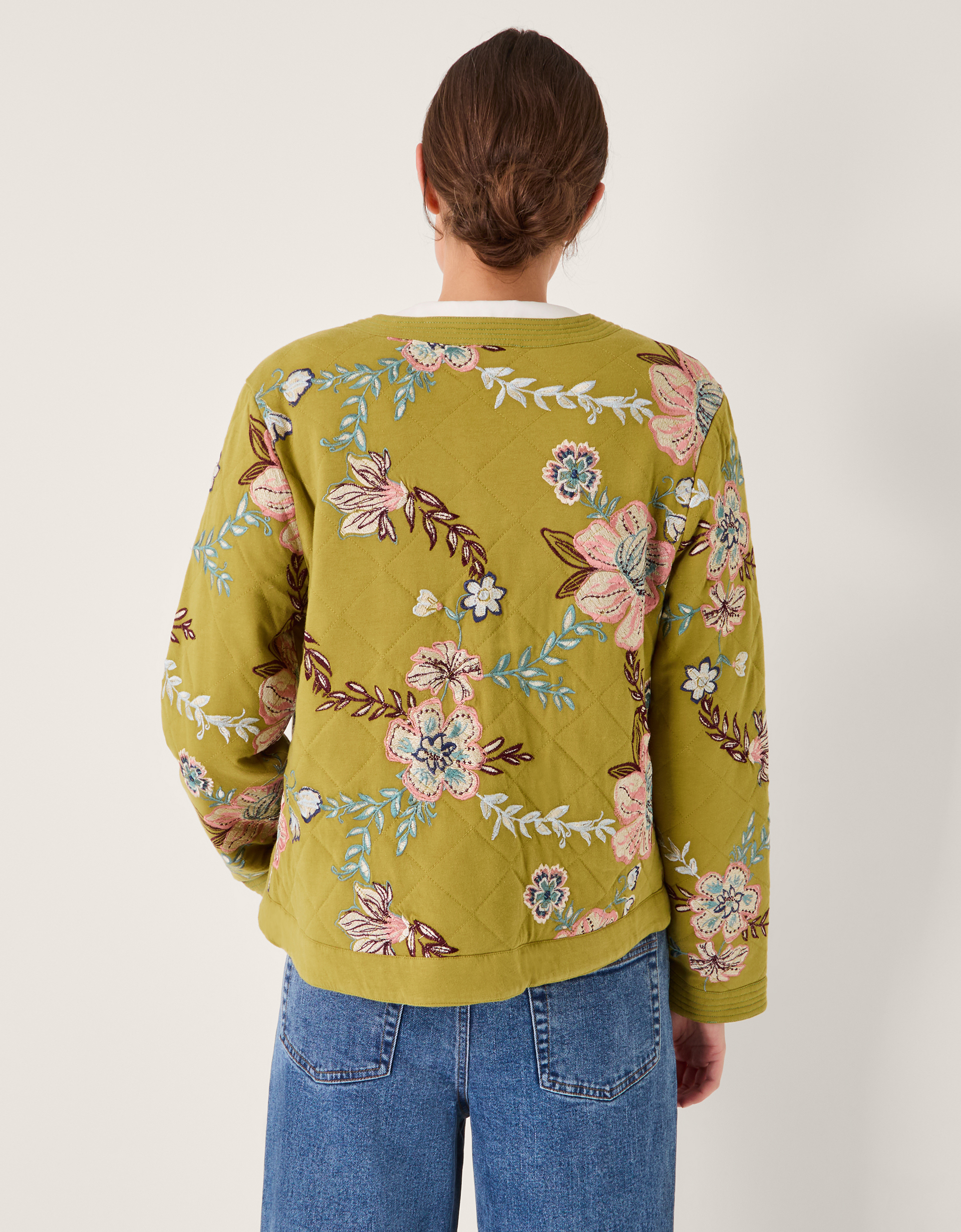 Monsoon Eliza Floral Quilted Jersey Jacket, view 3