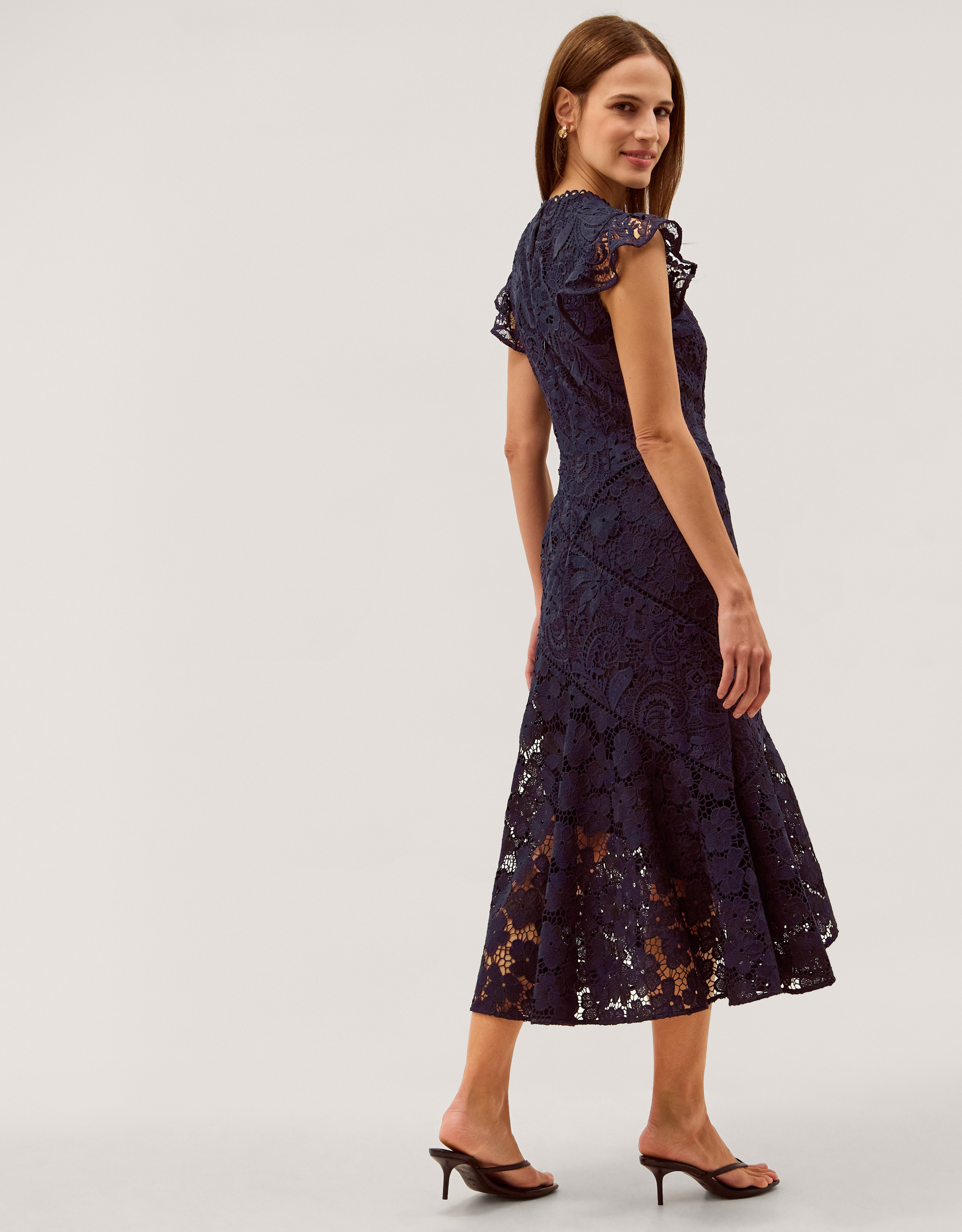 Monsoon Gina Floral Lace Midi Dress, view 4