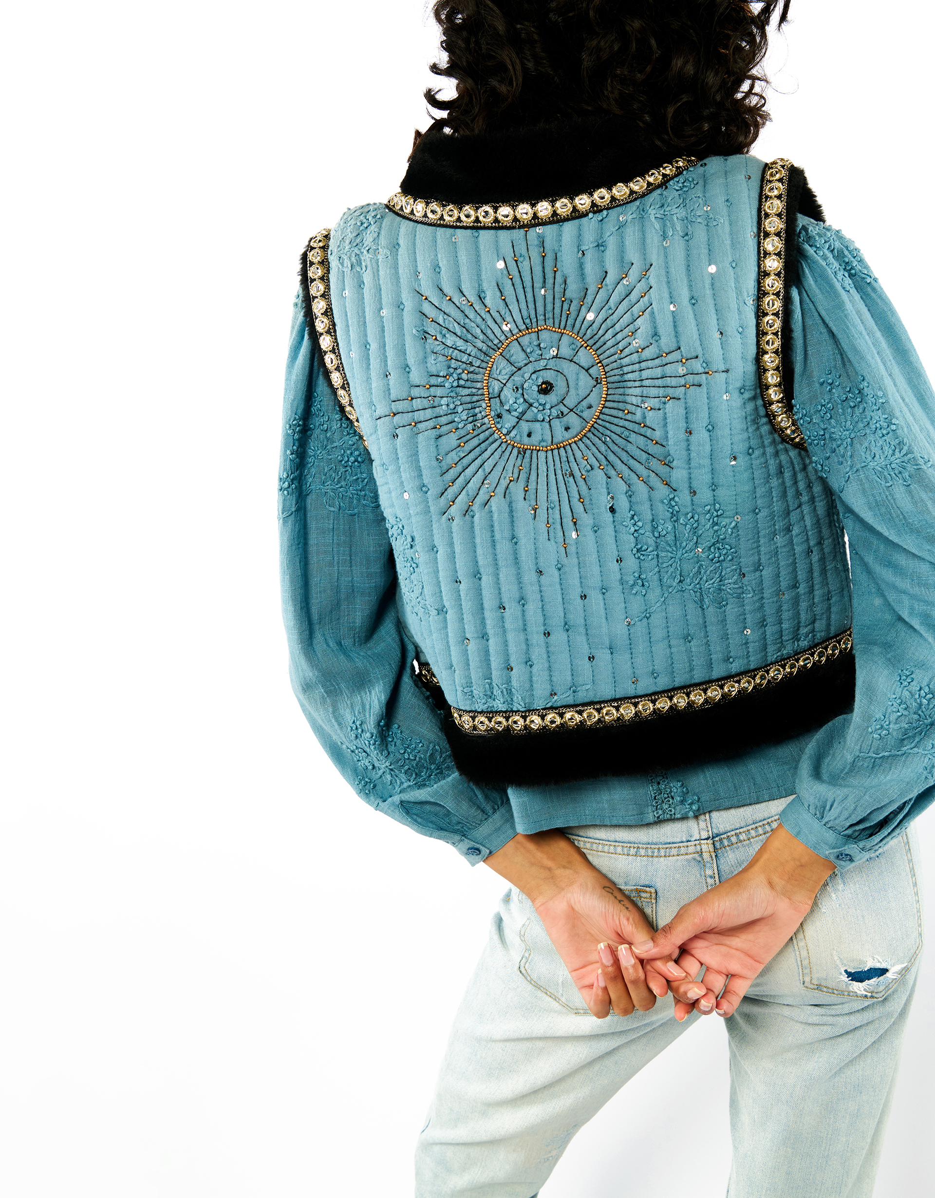 Monsoon Wild Isco Embellished Waistcoat, view 3