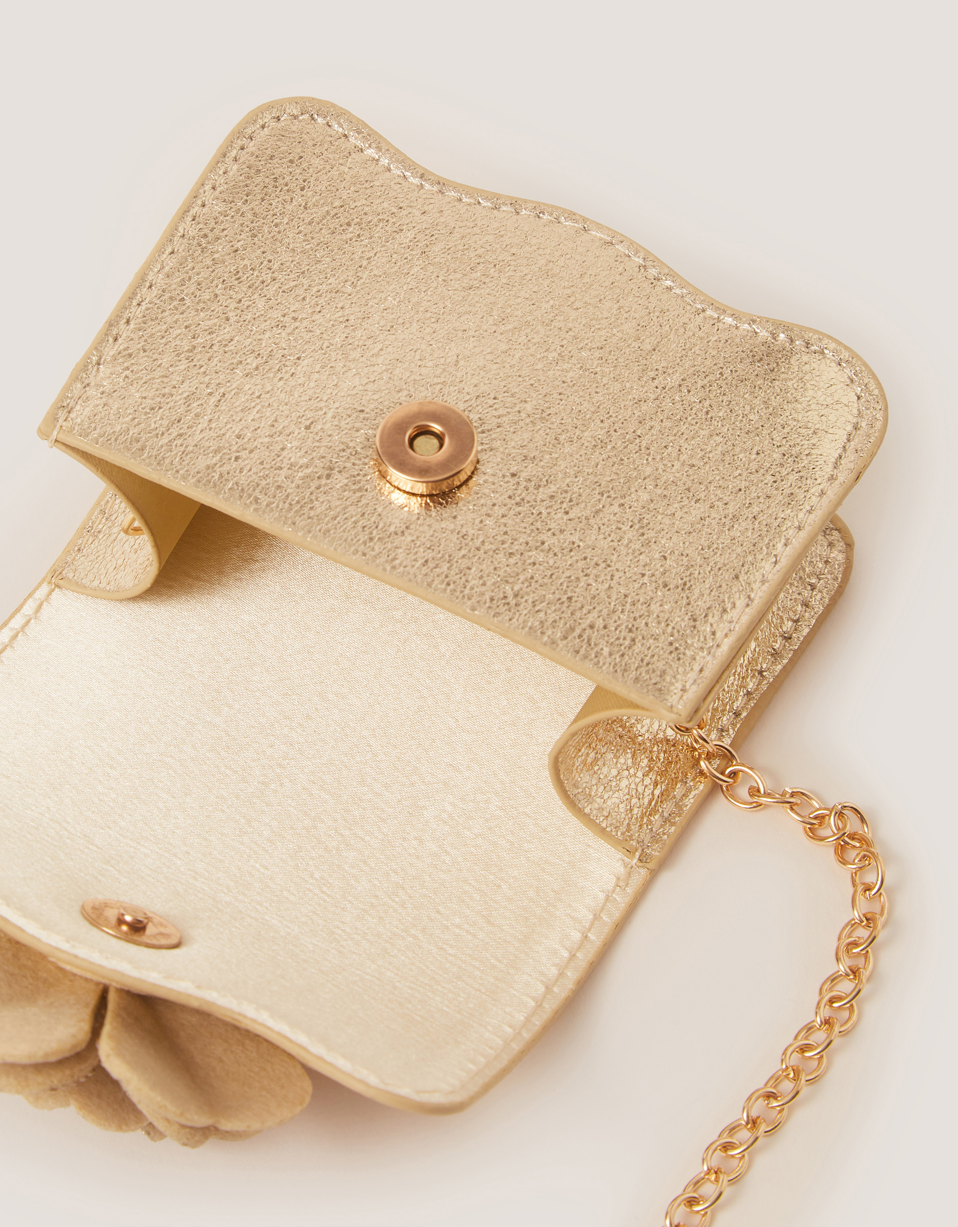 Monsoon Diamanté Flower Metallic Bag, view 4