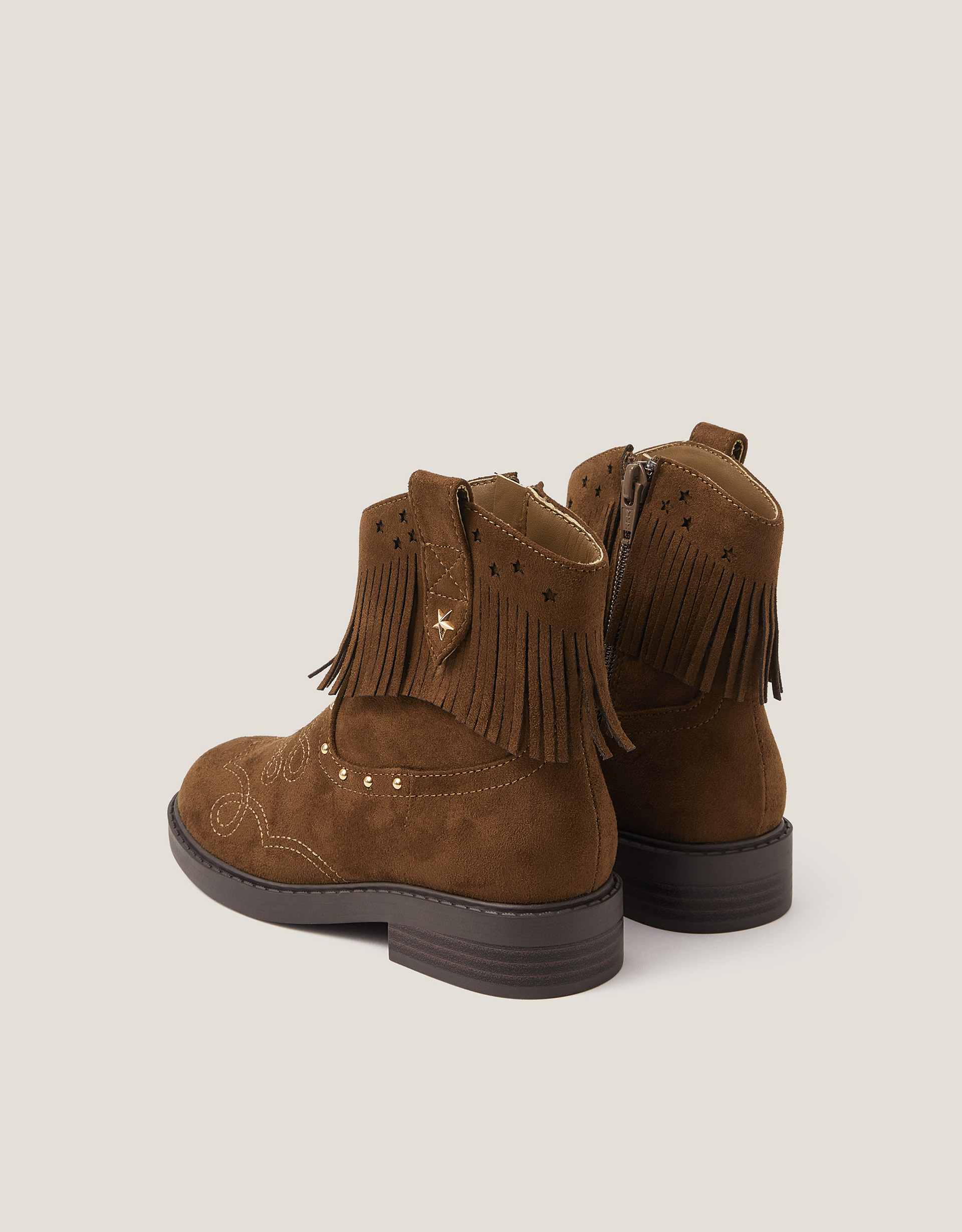 Monsoon Fringe Faux Suede Cowboy Boots, view 2