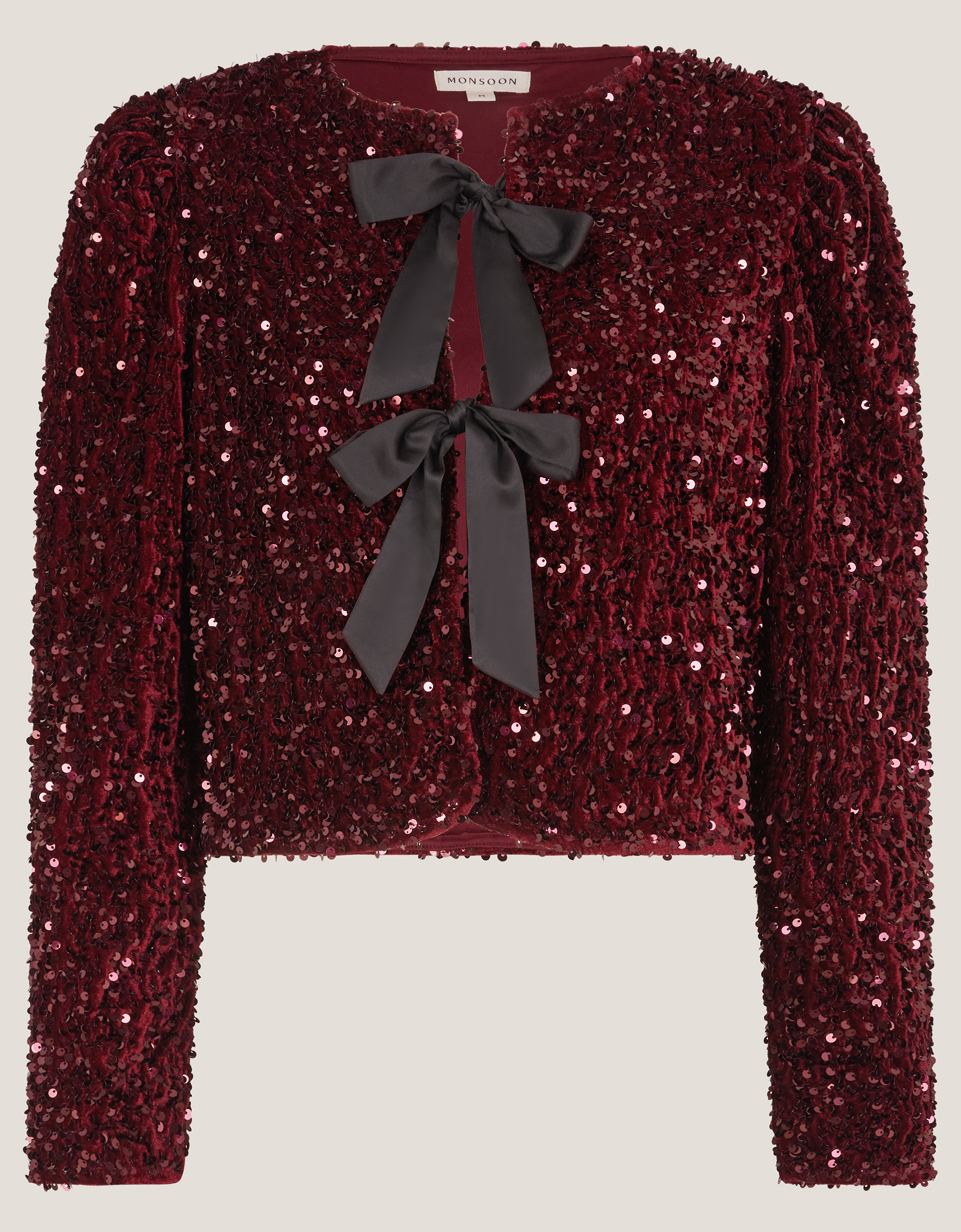 Monsoon Belinda Bow Sequin Jacket, view 5