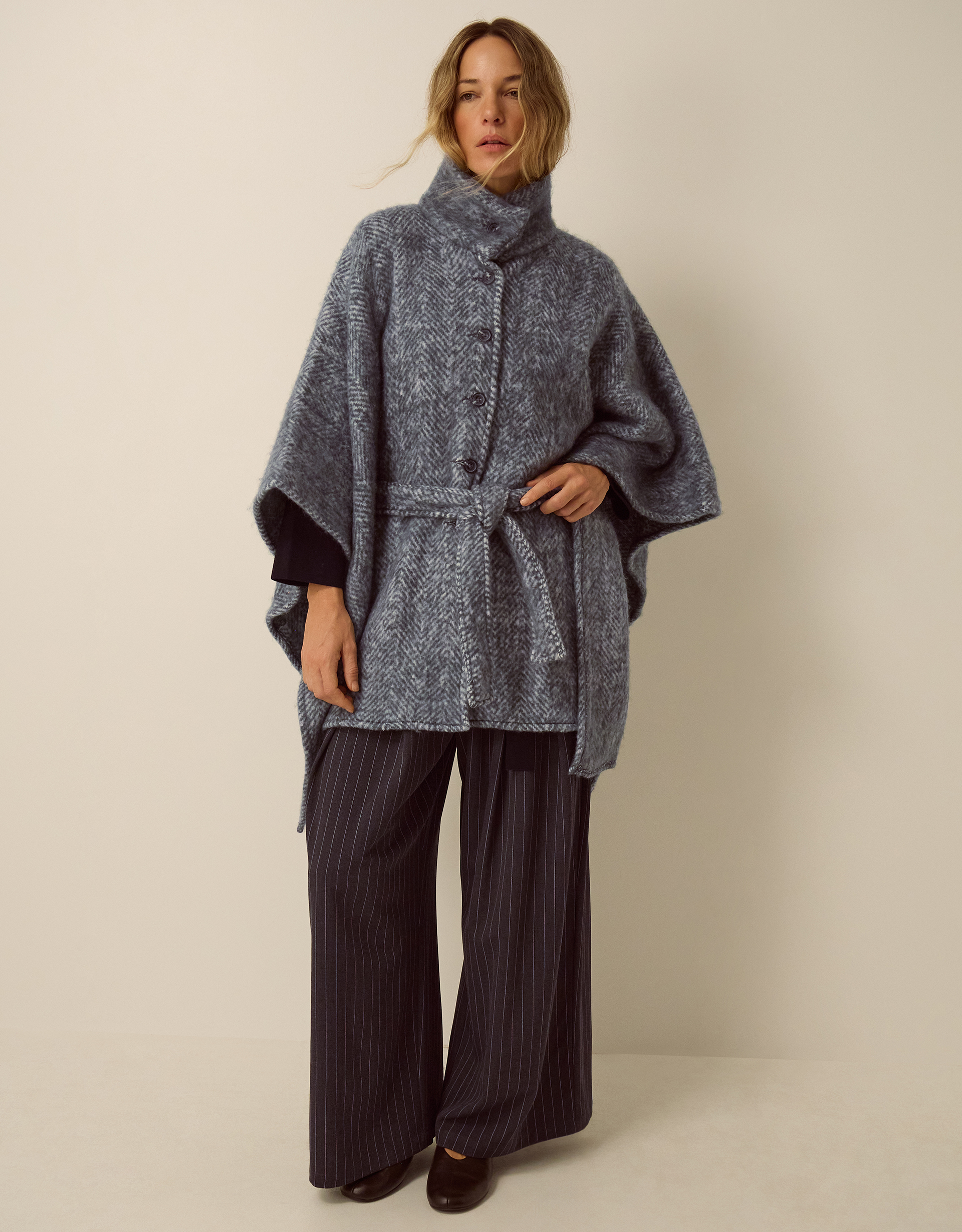 Monsoon Cara Herringbone Cape Jacket, view 4