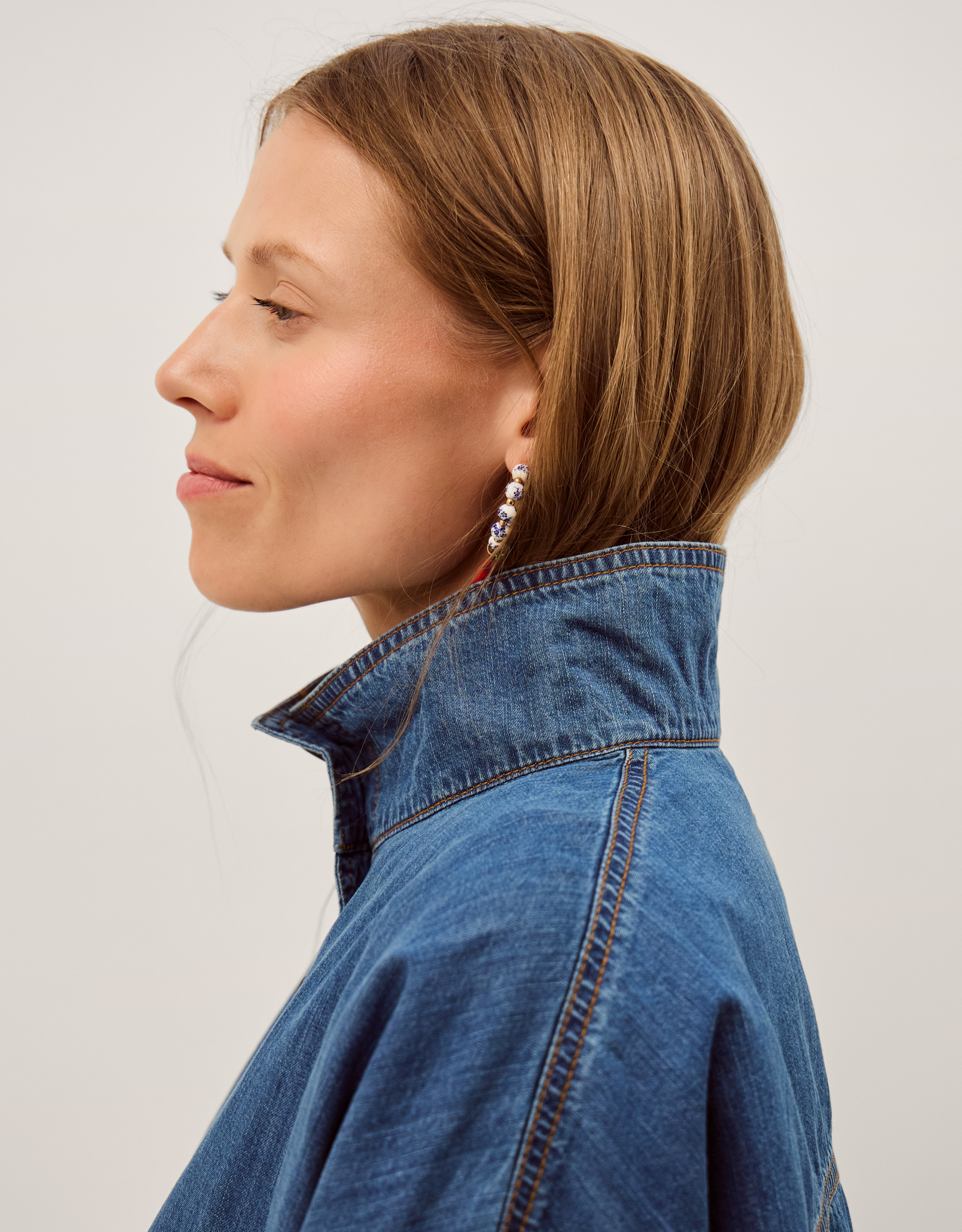 Monsoon Gwen Funnel Neck Denim Jacket, view 2