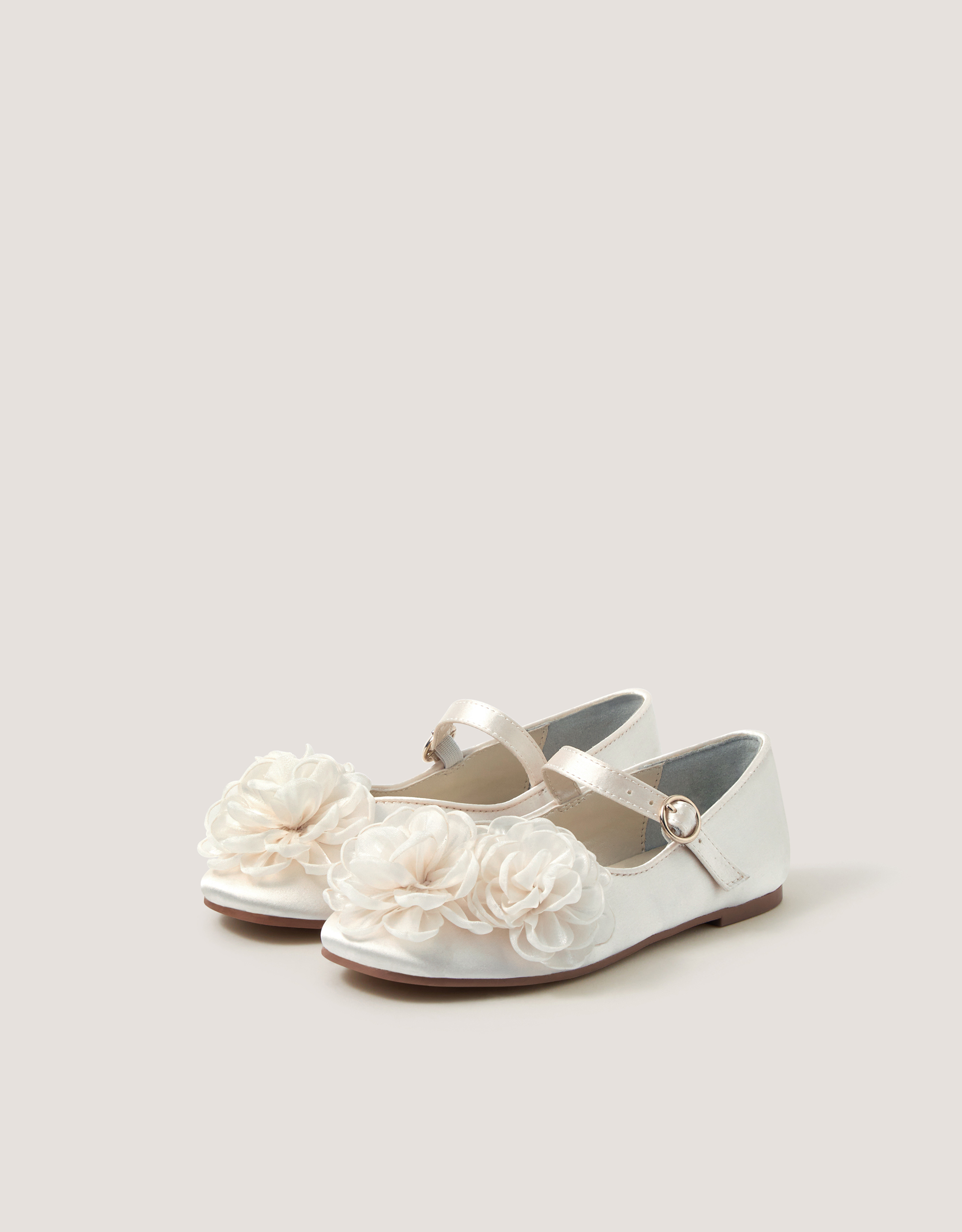 Monsoon Corsage Mary Jane Ballet Flats in Ivory