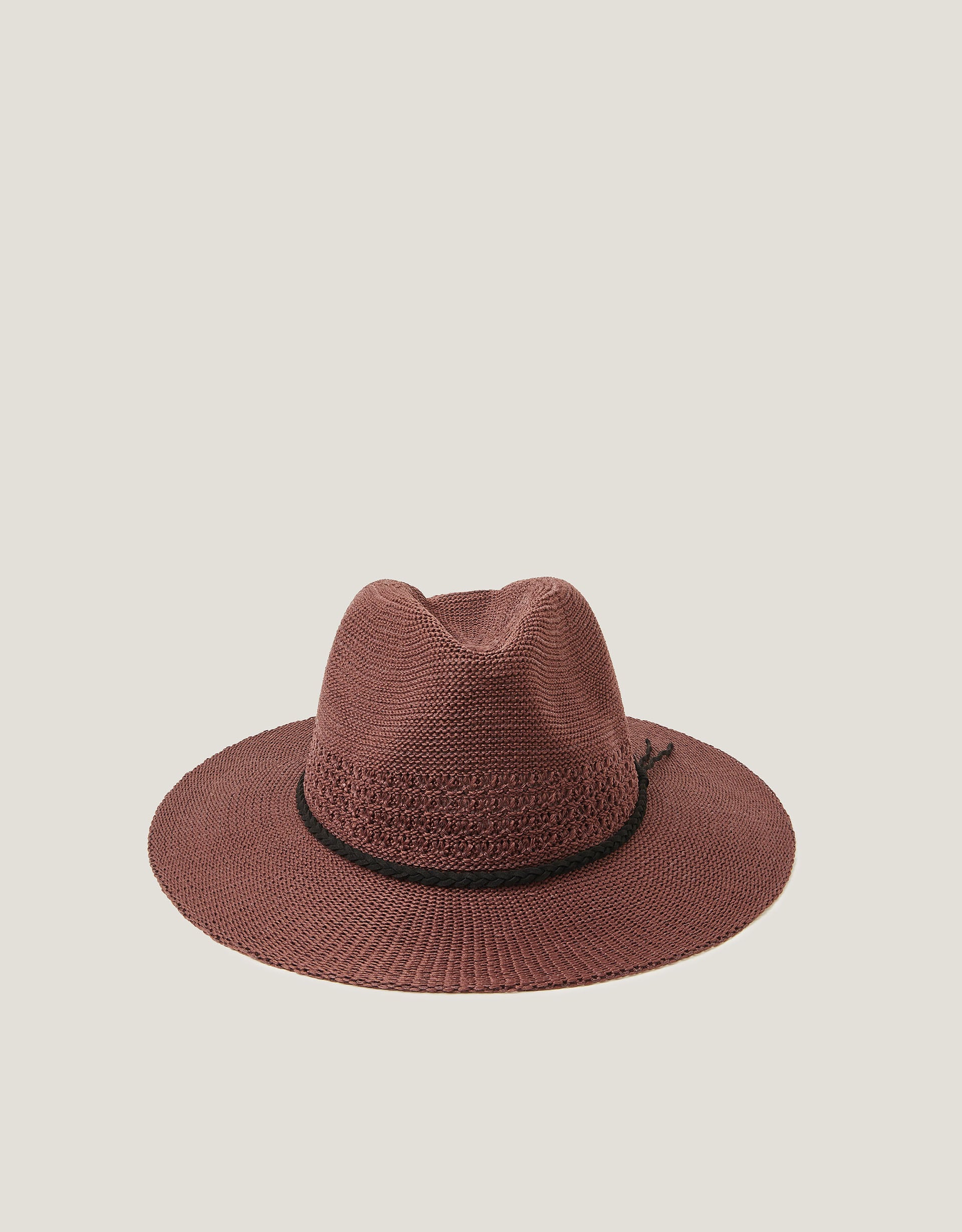 Monsoon Nene Woven Fedora Sun Hat in Brown