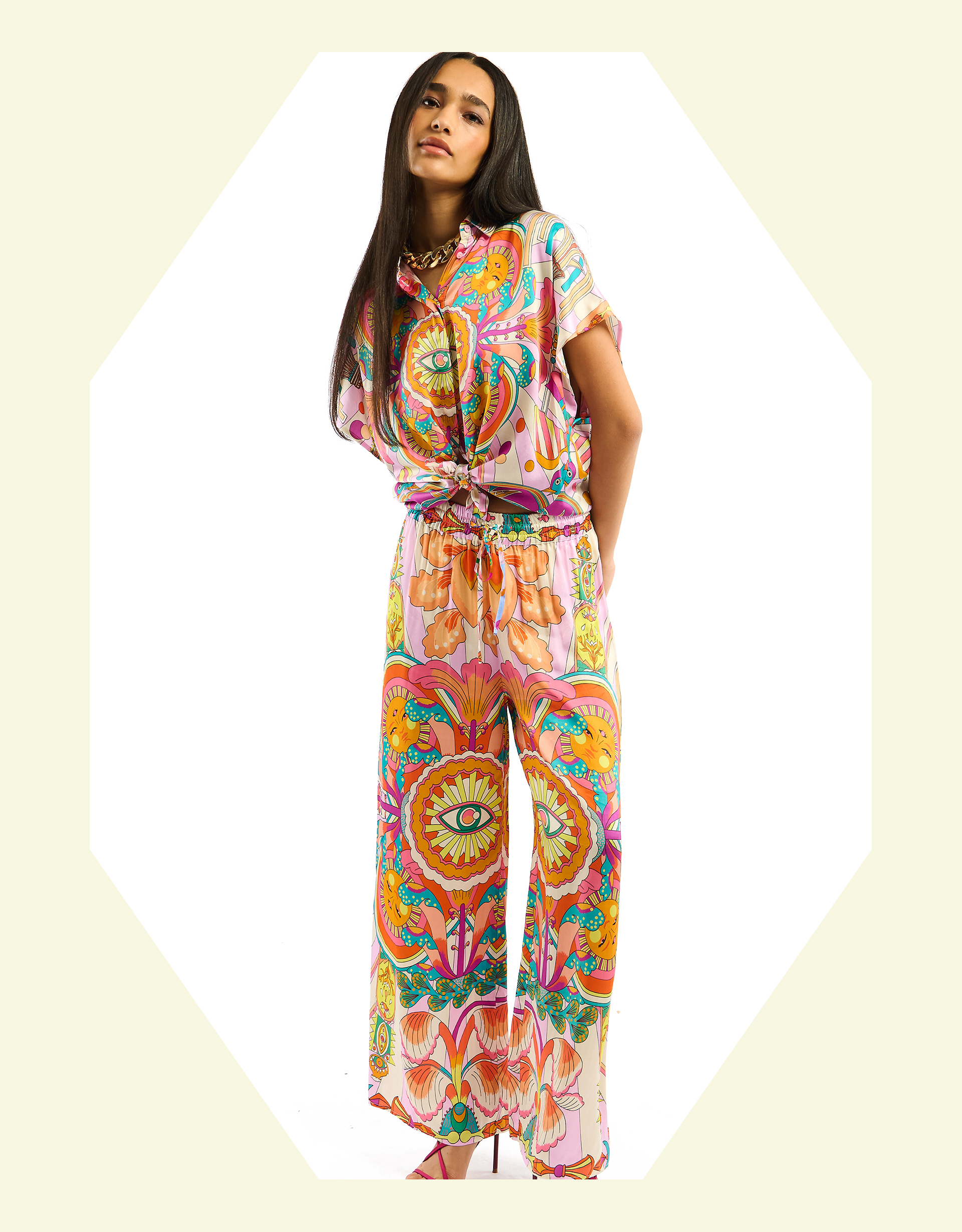Monsoon Wild Yseult Print Wide Leg Trousers
