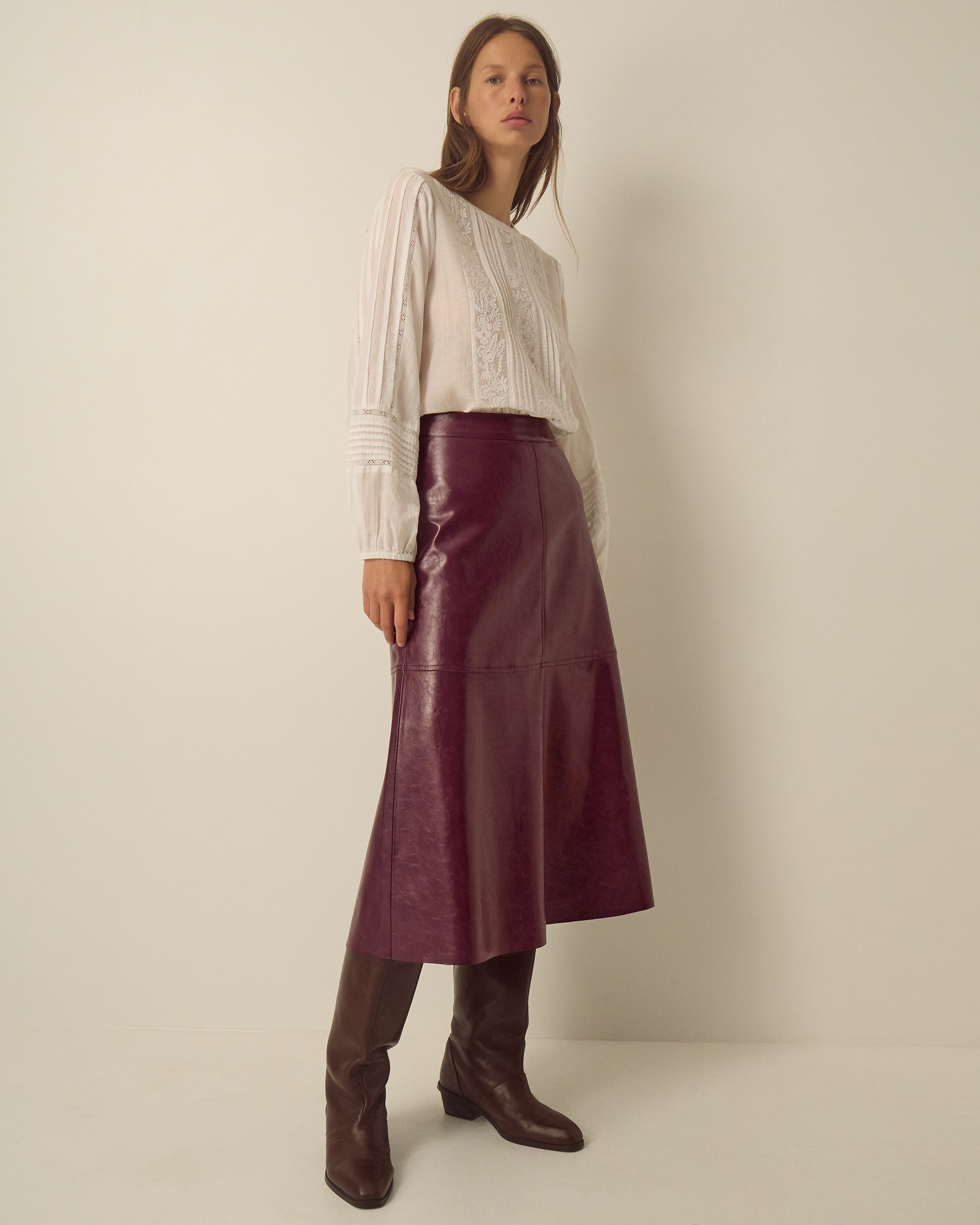 Monsoon Pippa Faux Leather Midi Skirt