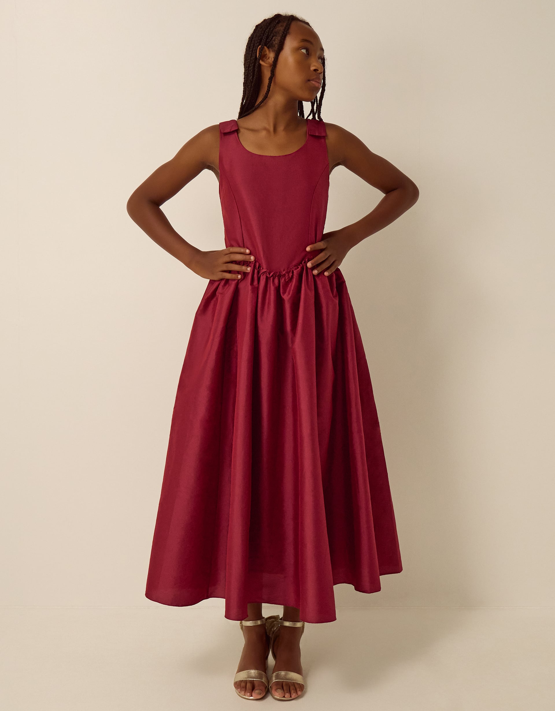 Girls Burgundy Ohio Taffeta Prom Dress, Size: 9 Years