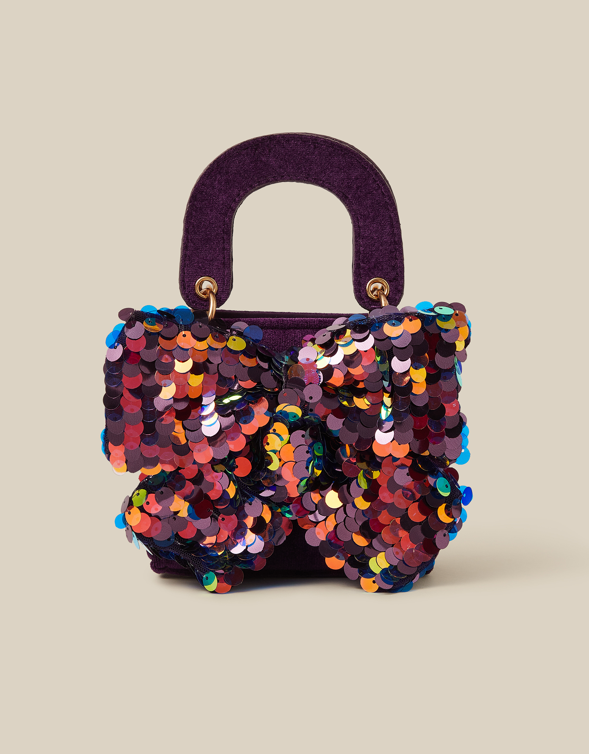 Monsoon Sequin Bow Tote Bag in Purple