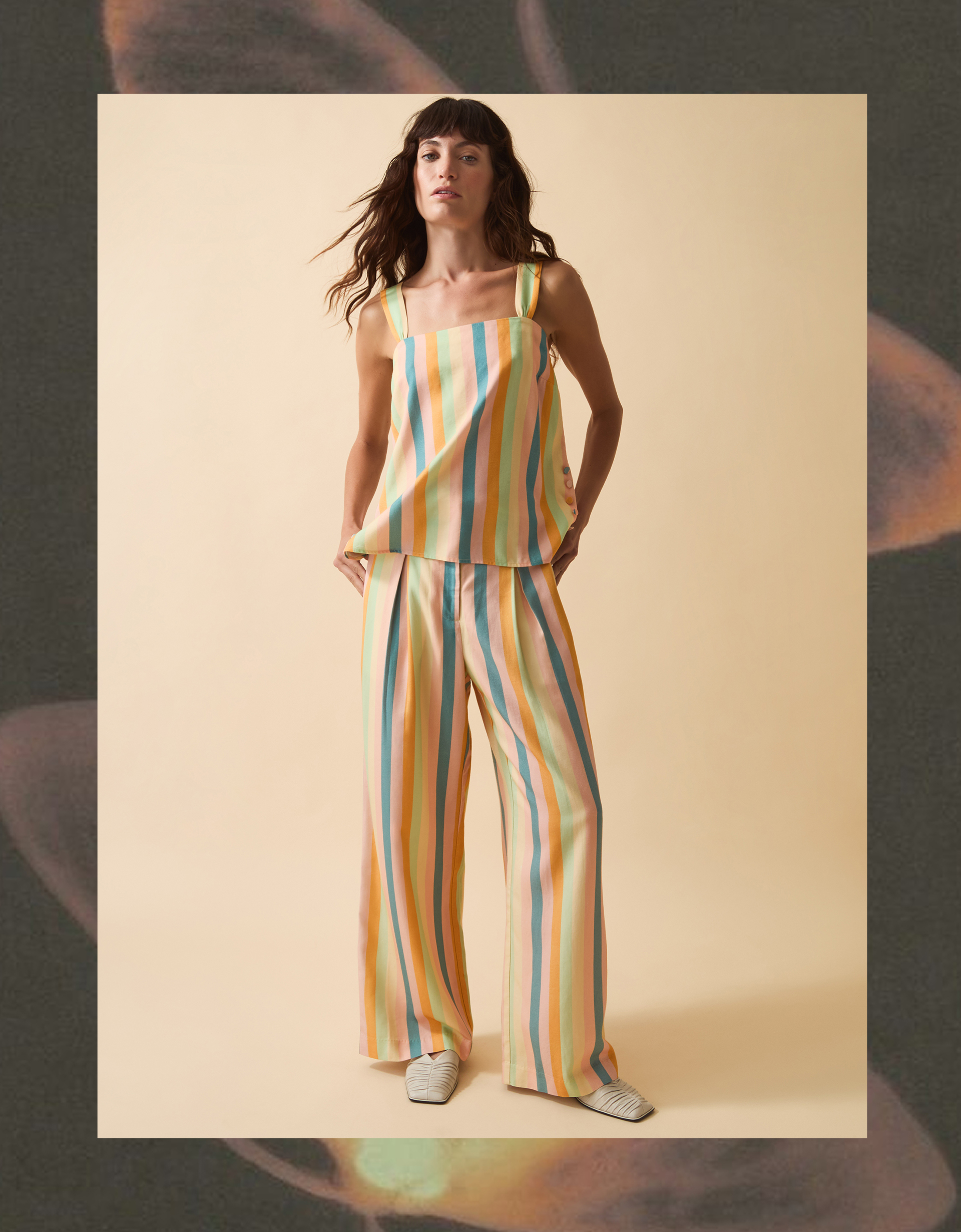 Monsoon Clemence Elodie Stripe Wide Leg Trousers