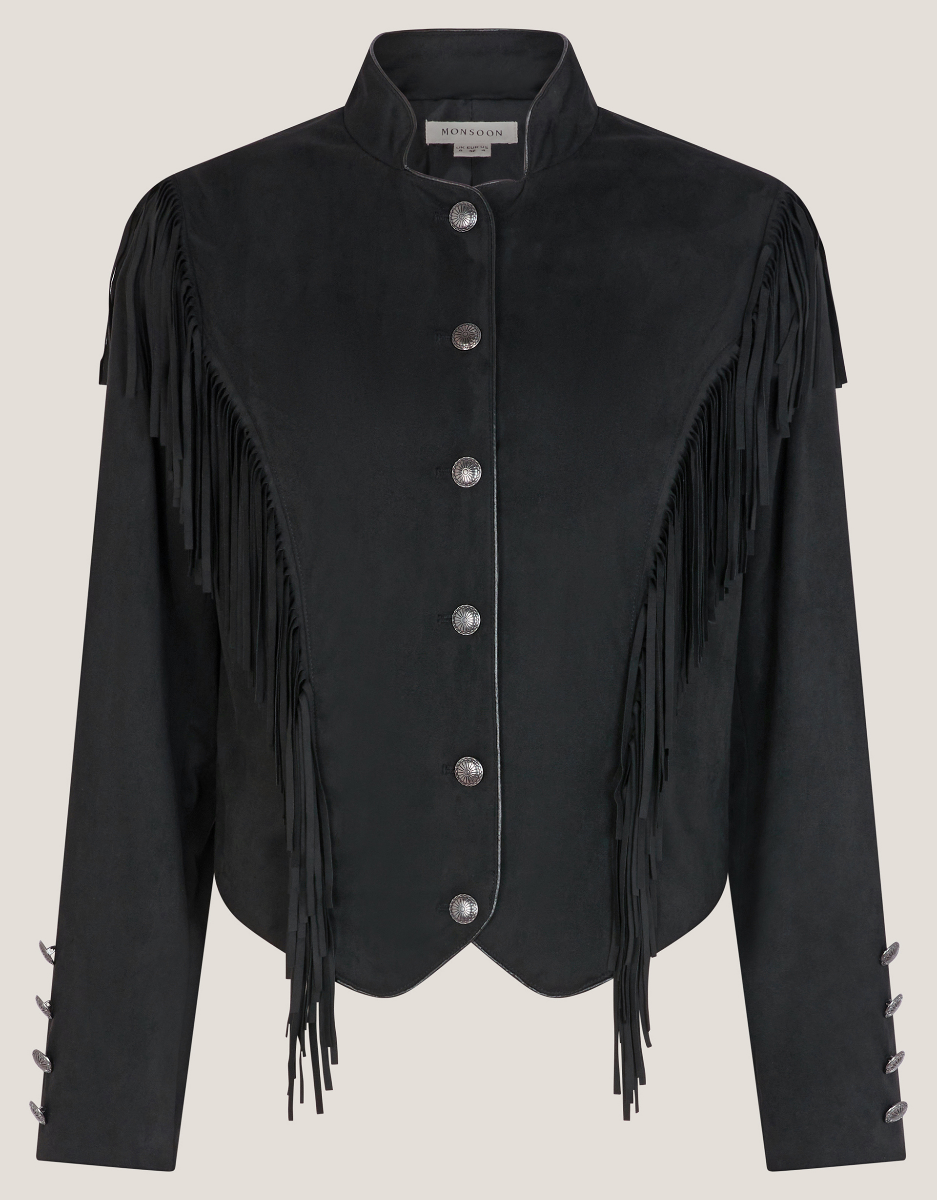 Monsoon Salome Fringe Faux Suede Jacket, view 5