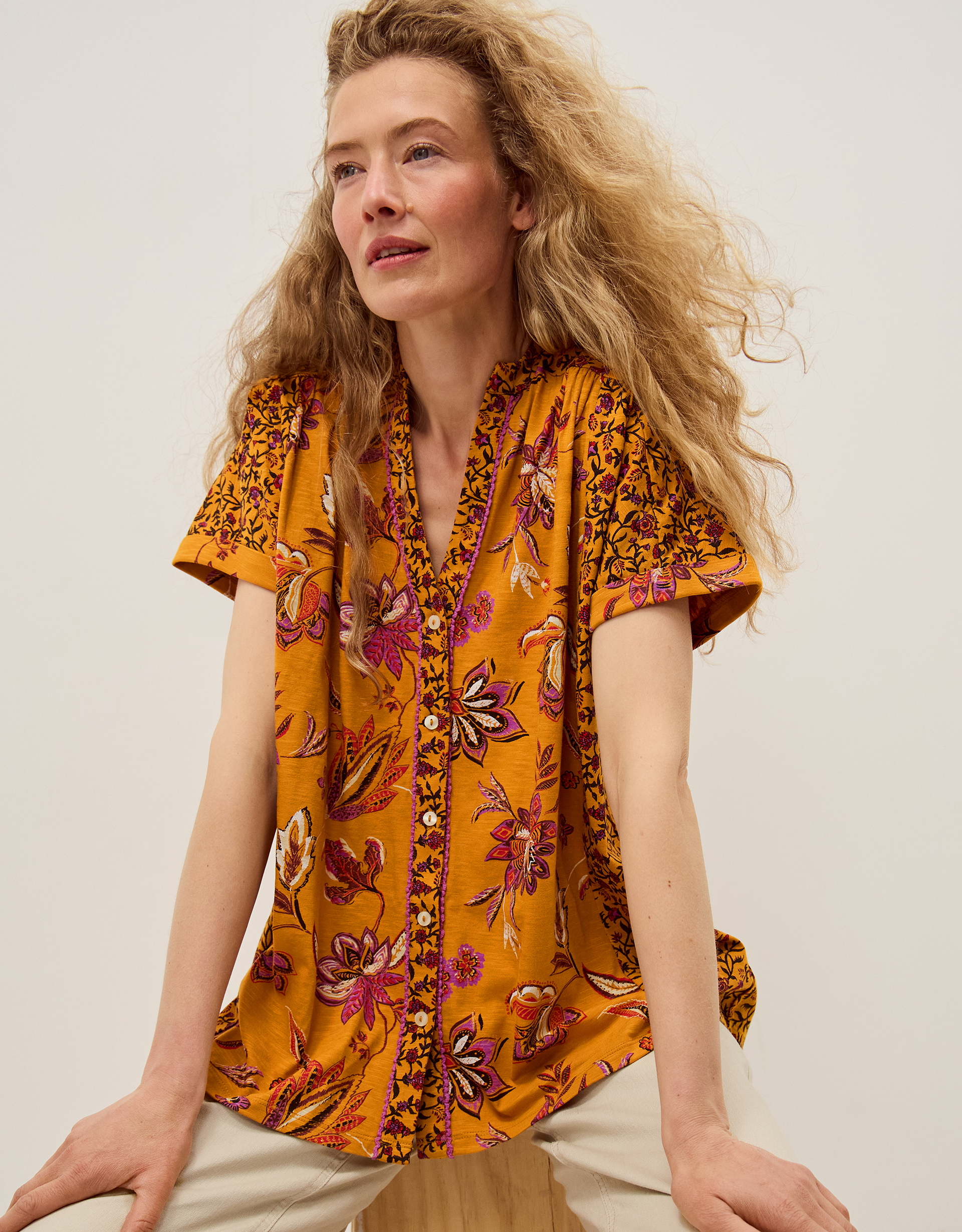 Monsoon Zainab Floral Print Jersey Top