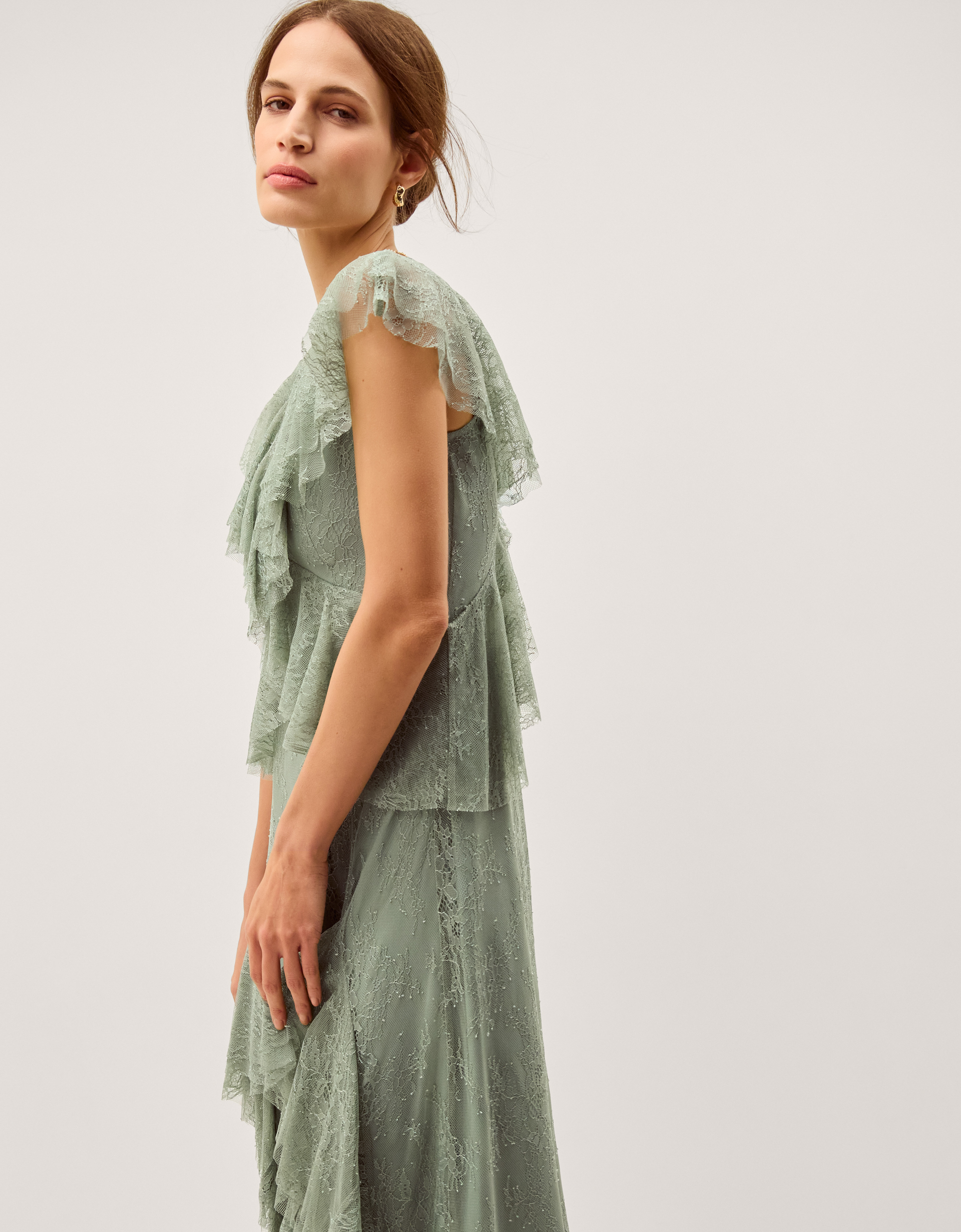 Monsoon Alda Ruffle Lace Midi Dress, view 3