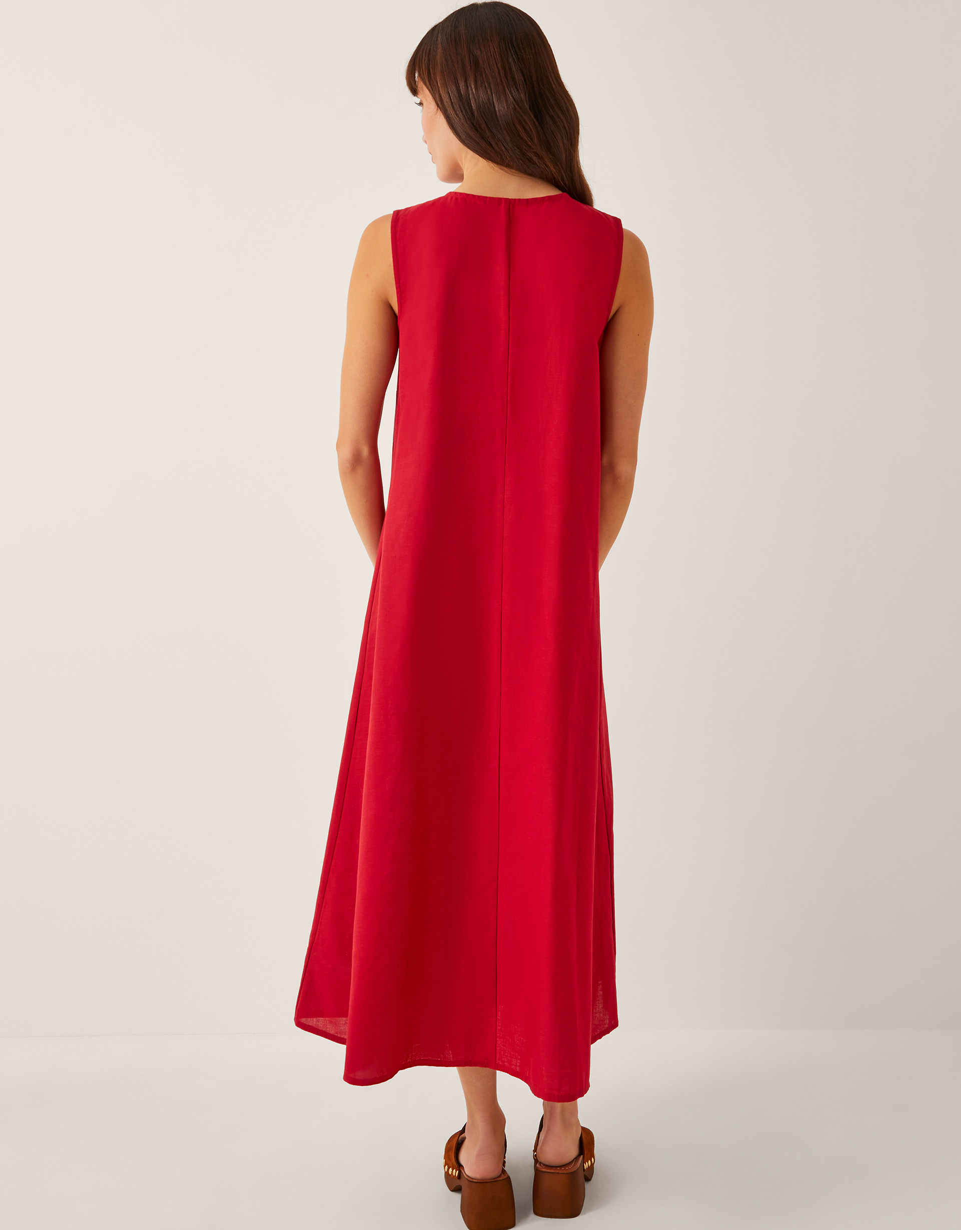 Monsoon Monica Linen Blend Pleated Midi Dress, view 4