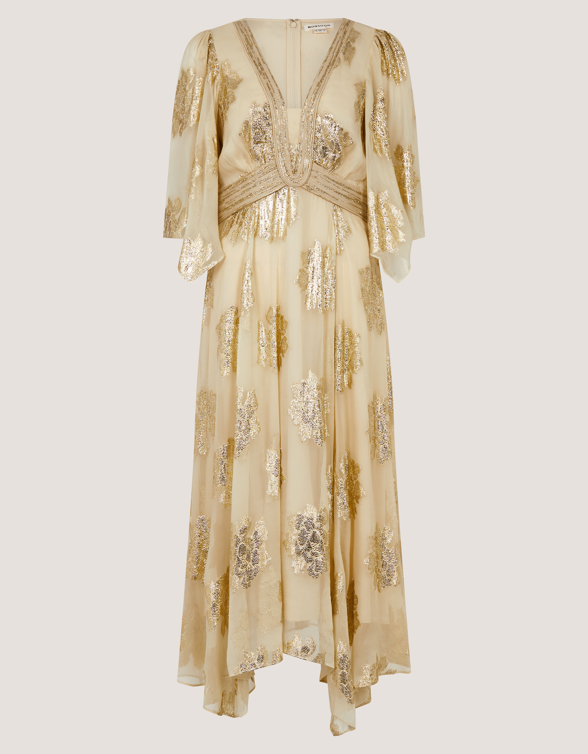 Monsoon Lydia V-Neck Shimmer Jacquard Midi Dress, view 6