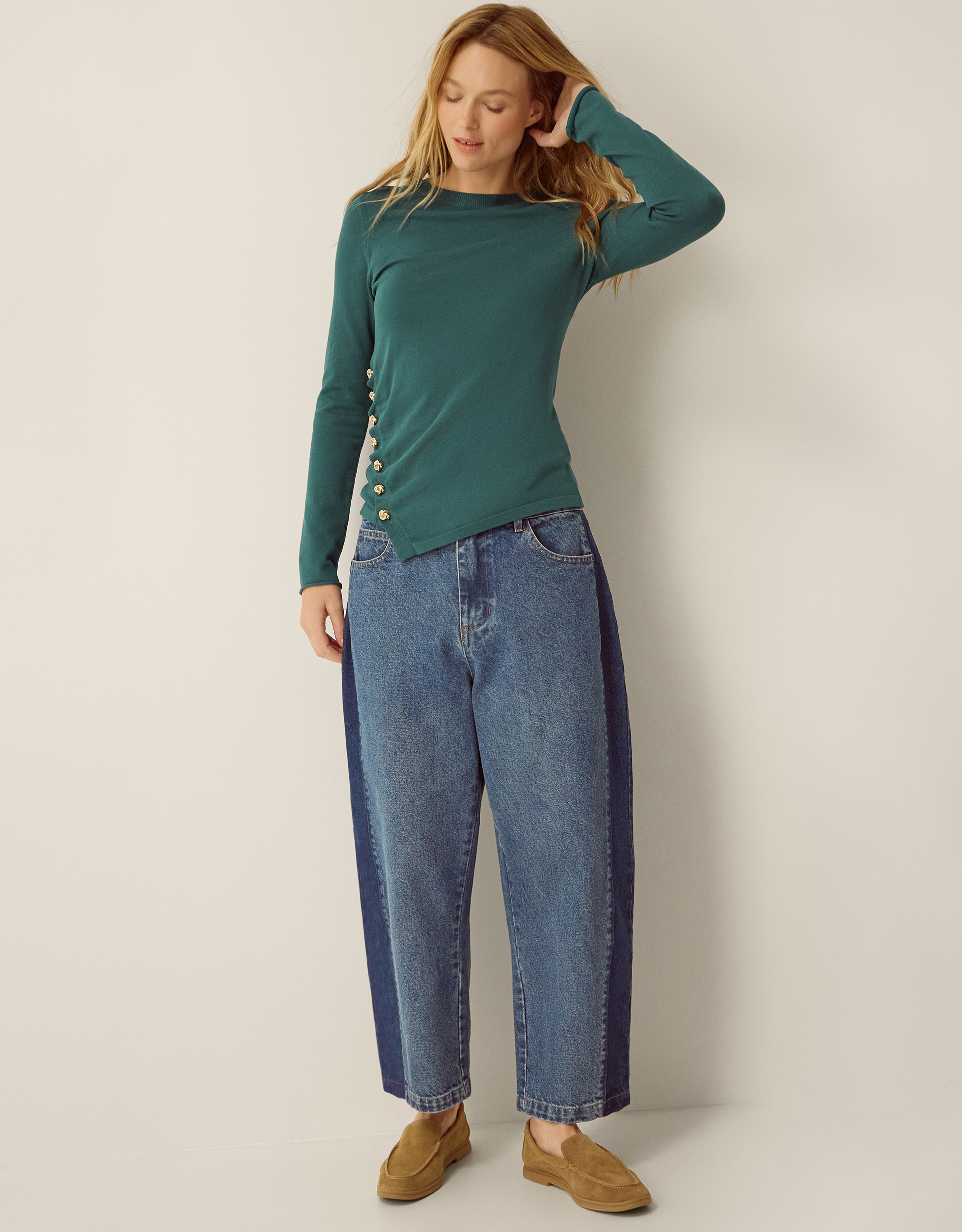 Monsoon Renee Button Ruched Jumper, view 2