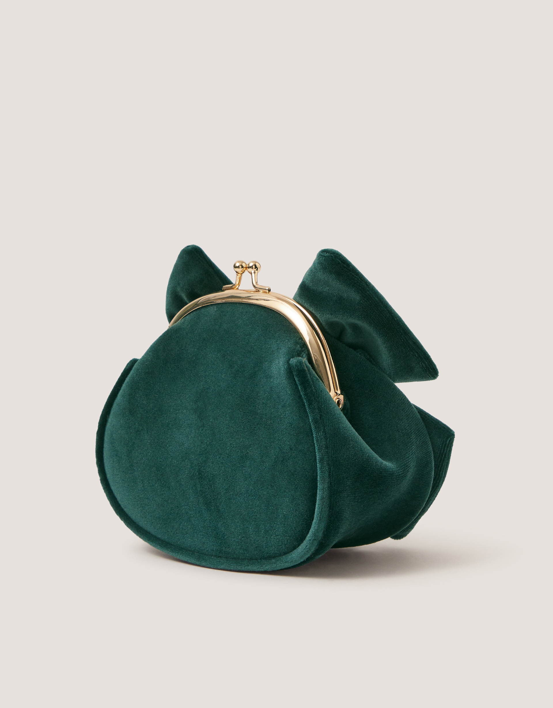 Monsoon Velvet Bow Clip Frame Bag in Green, view 2