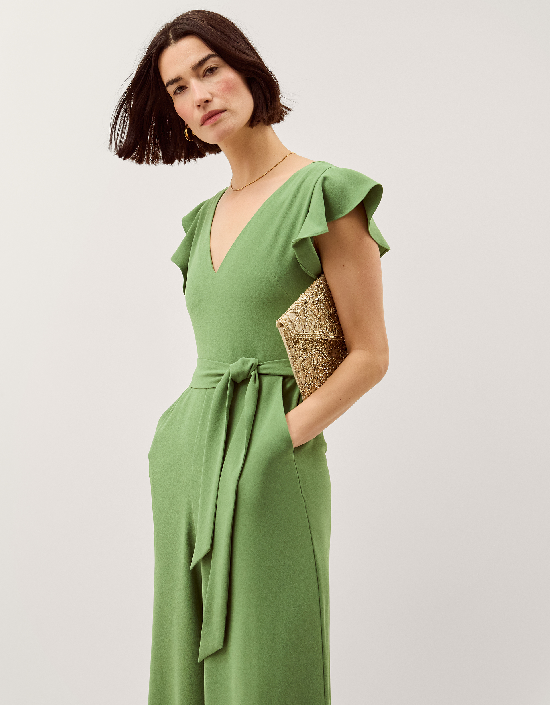 Monsoon Riri V-Neck Frill Jumpsuit, view 4