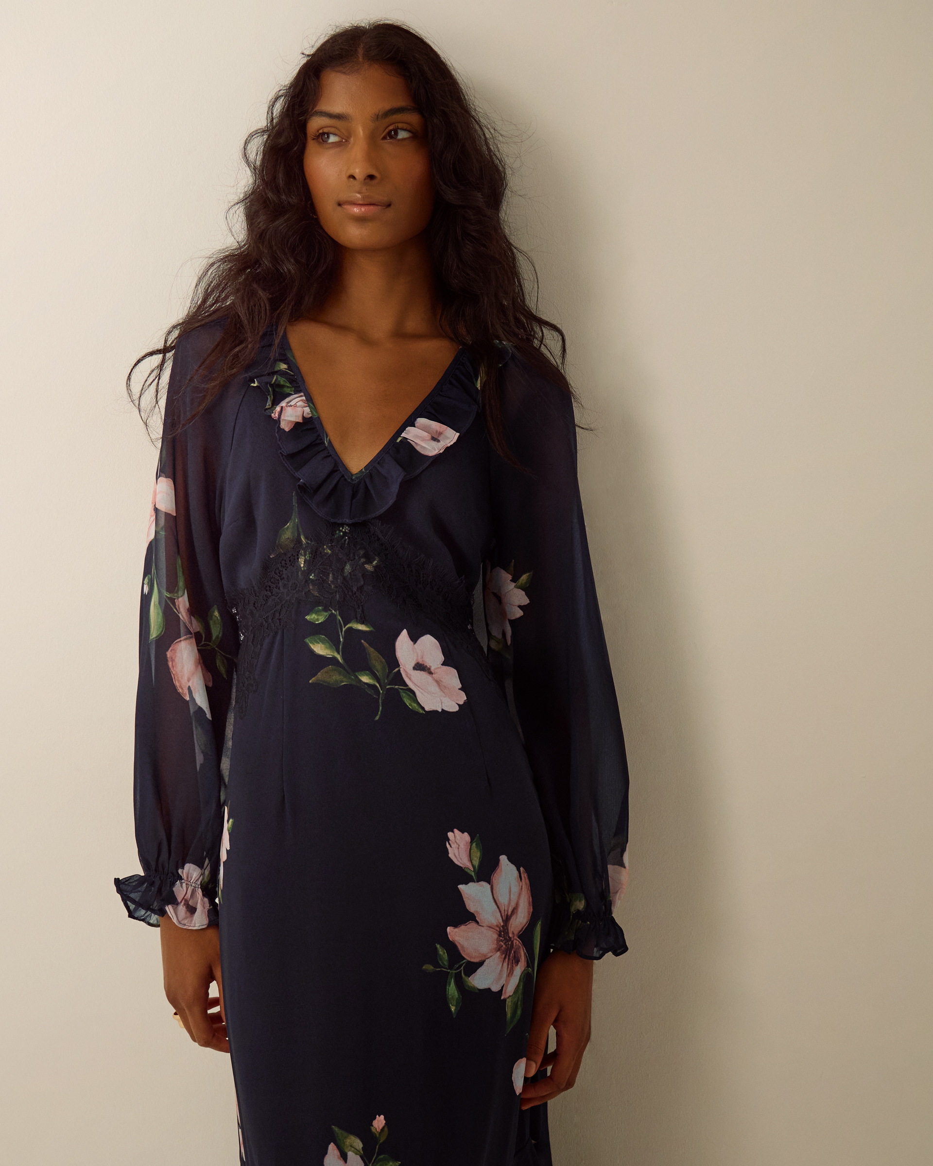 Monsoon Rowena V-Neck Ruffle Floral Print Maxi Dress, view 4