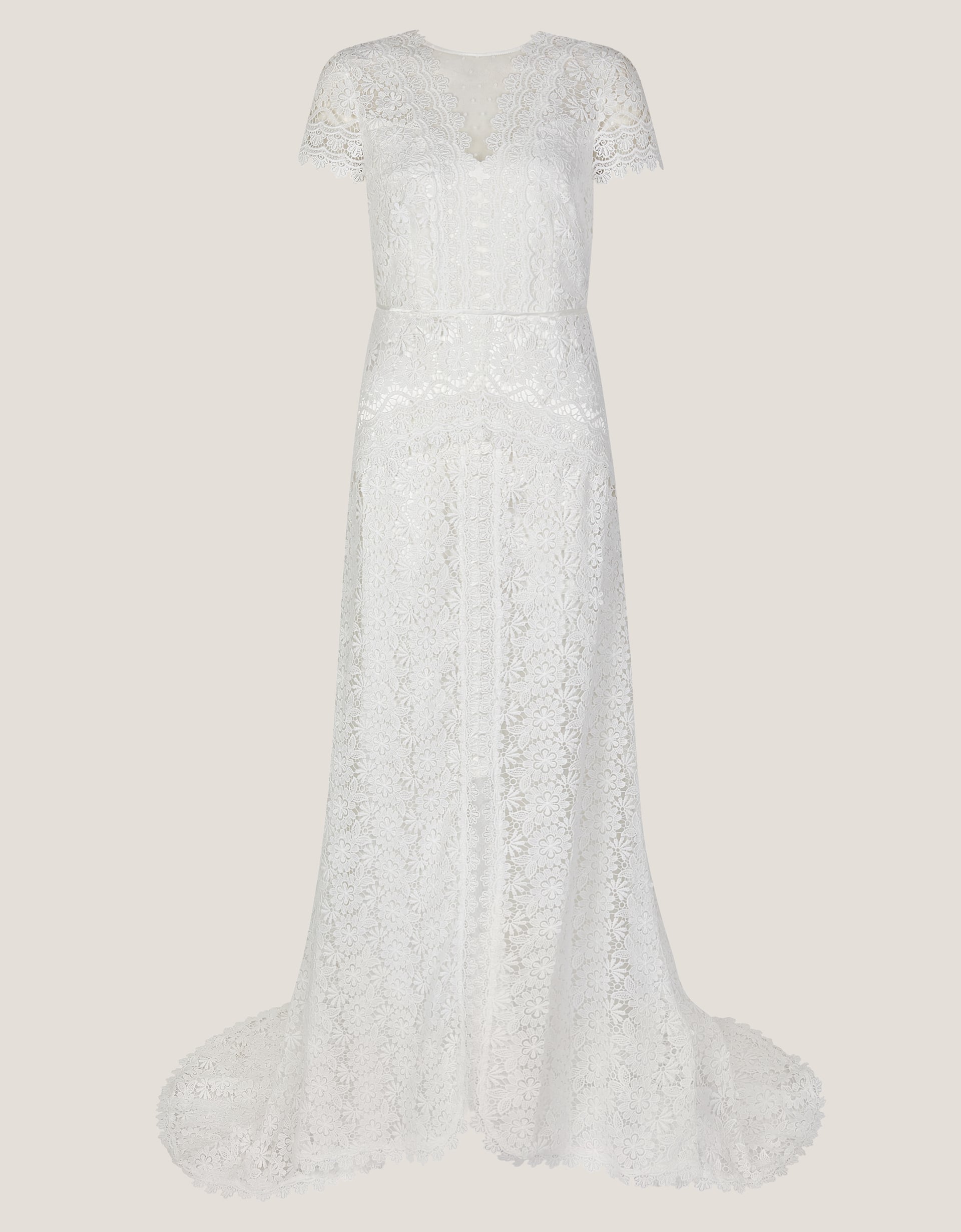 Monsoon Cream Floral Lace Sienna Maxi Wedding Dress, view 6