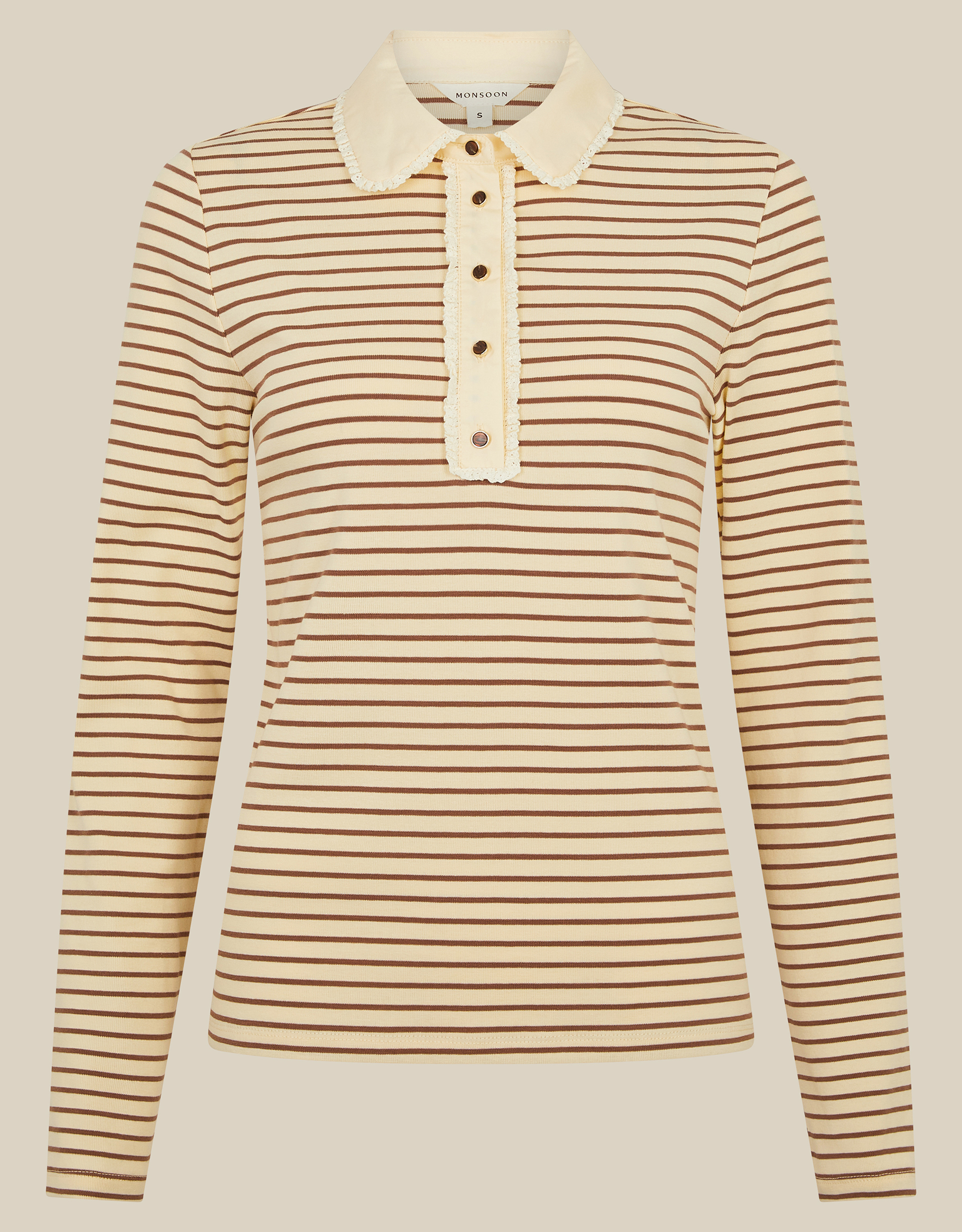 Monsoon Stacy Stripe Jersey Polo Top, view 5