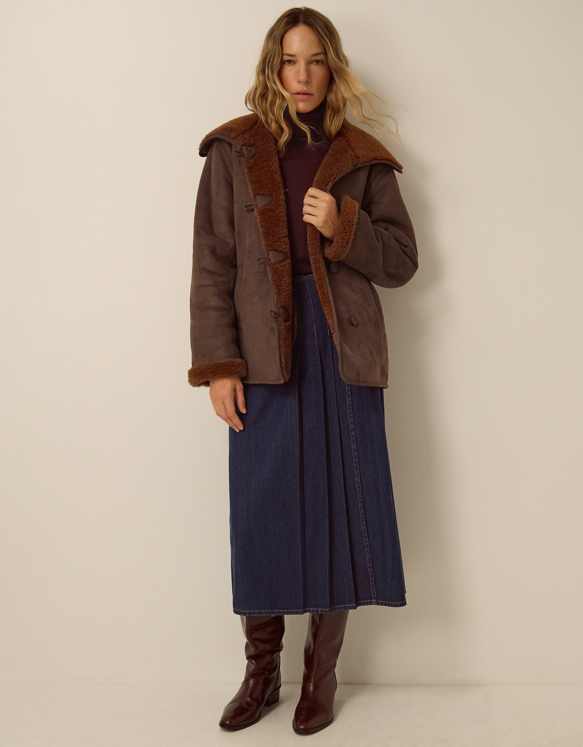Monsoon Holly Faux Suede Coat, view 4