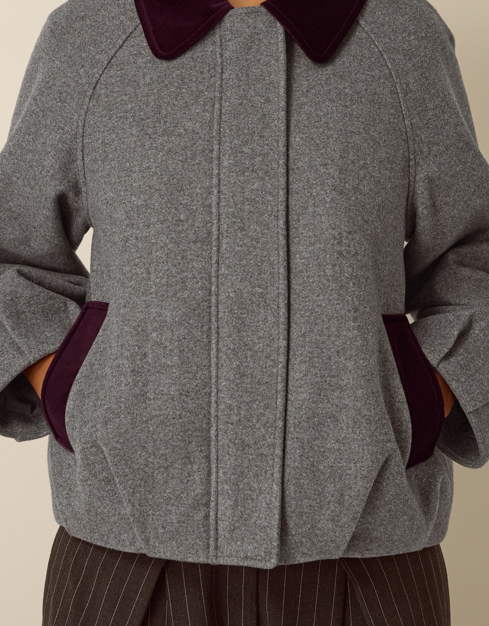 Monsoon Jess Velvet Trim Bomber Jacket, view 2