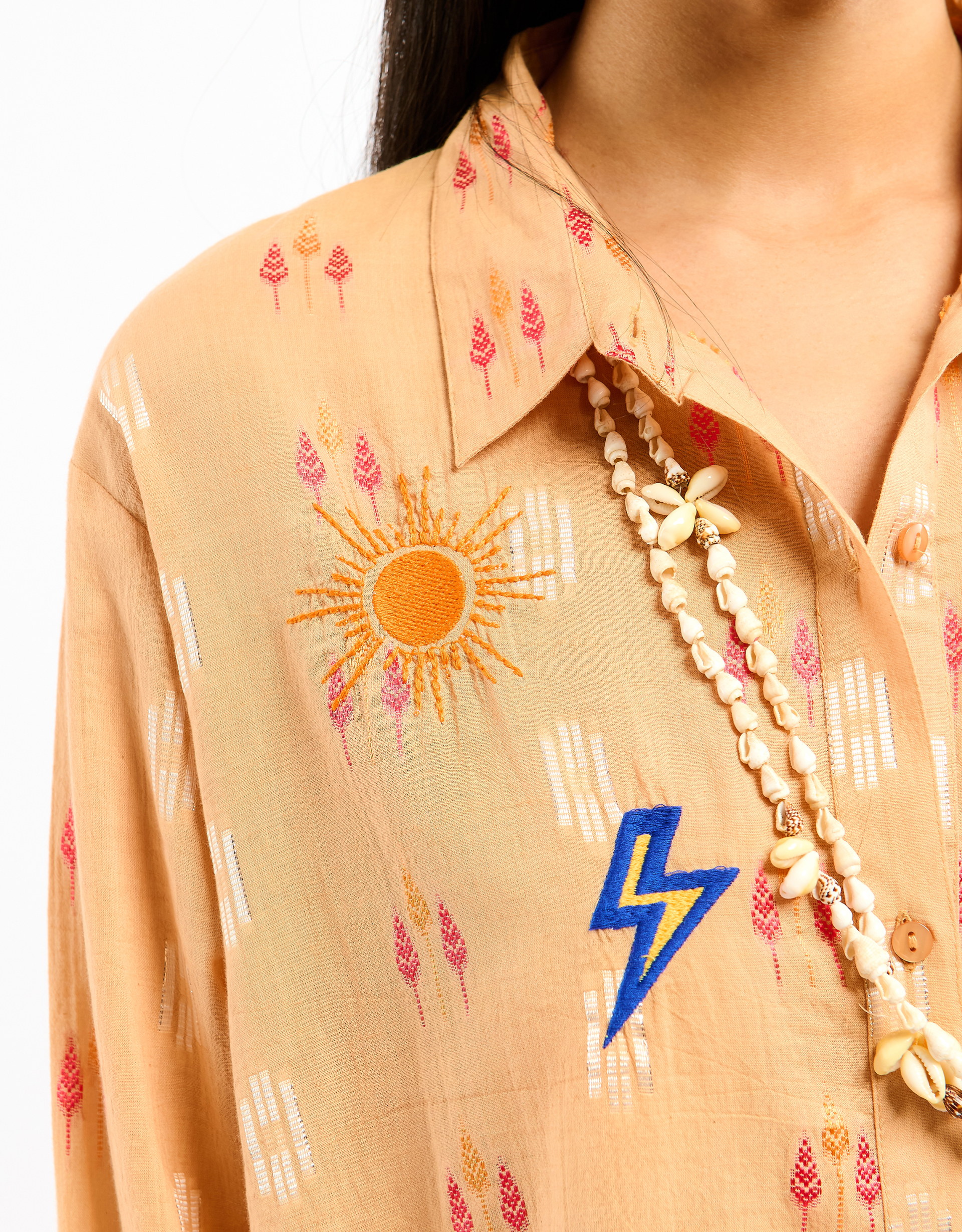 Monsoon Wild Charlie Jacquard Shirt in Orange, view 4