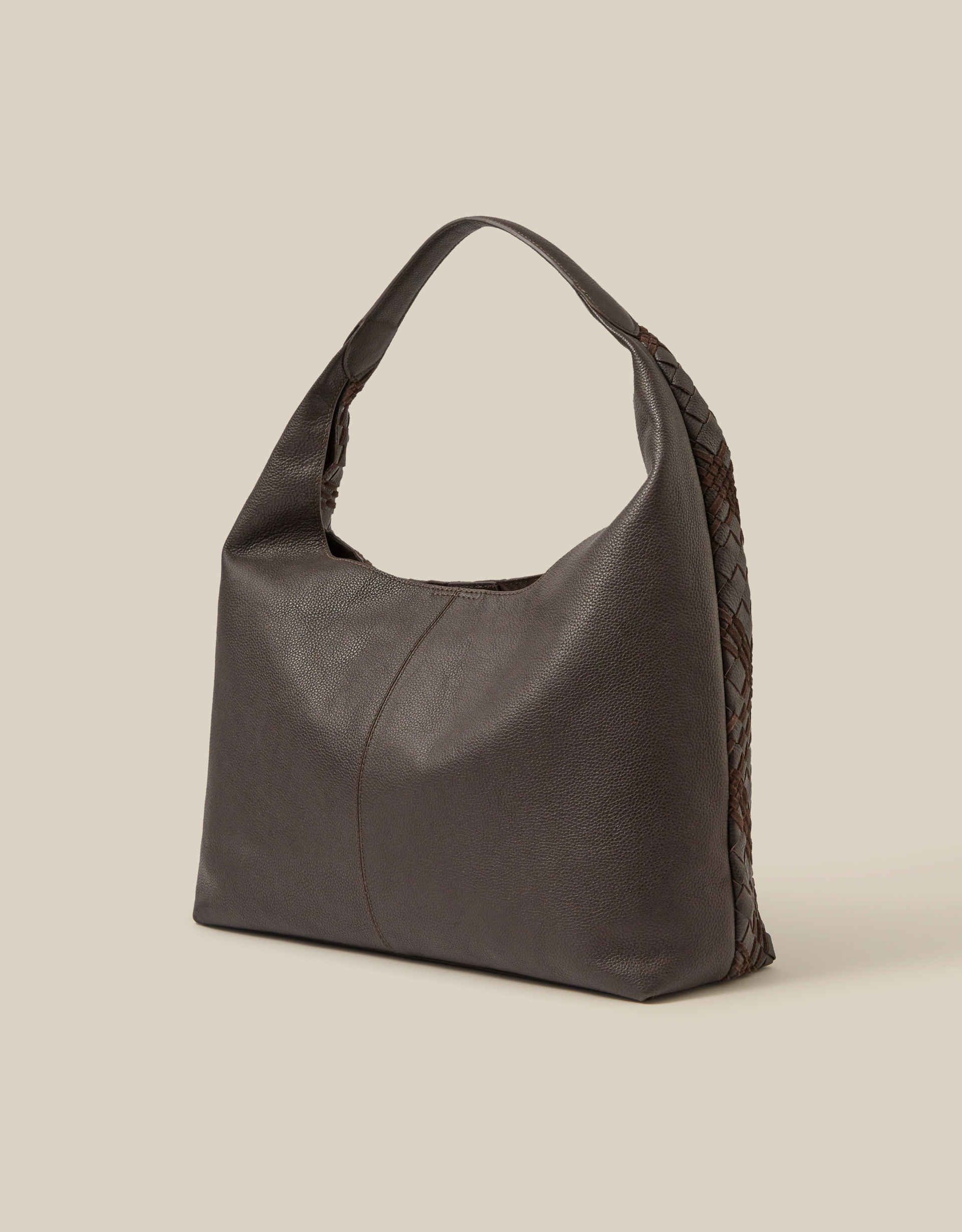 Monsoon Adele Woven Leather Shoulder Bag, view 2