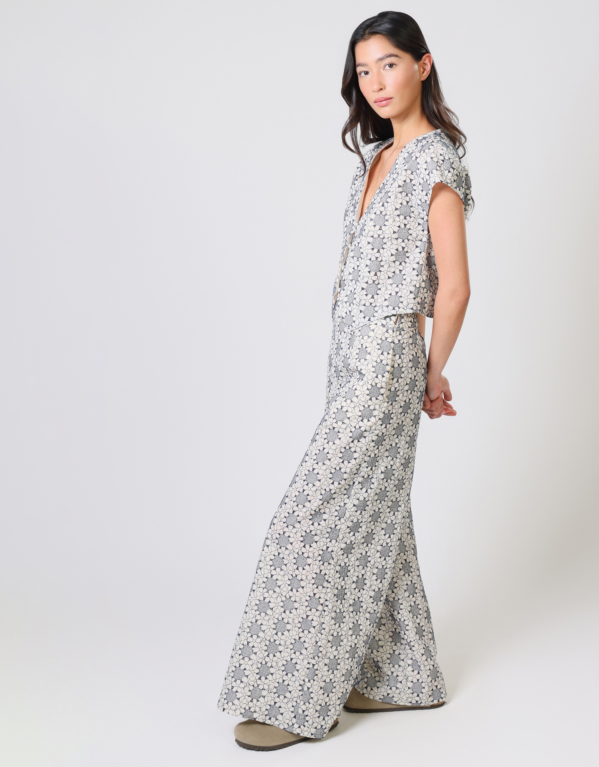 Monsoon Traffic People Rene Floral Wide Leg Trousers, view 3