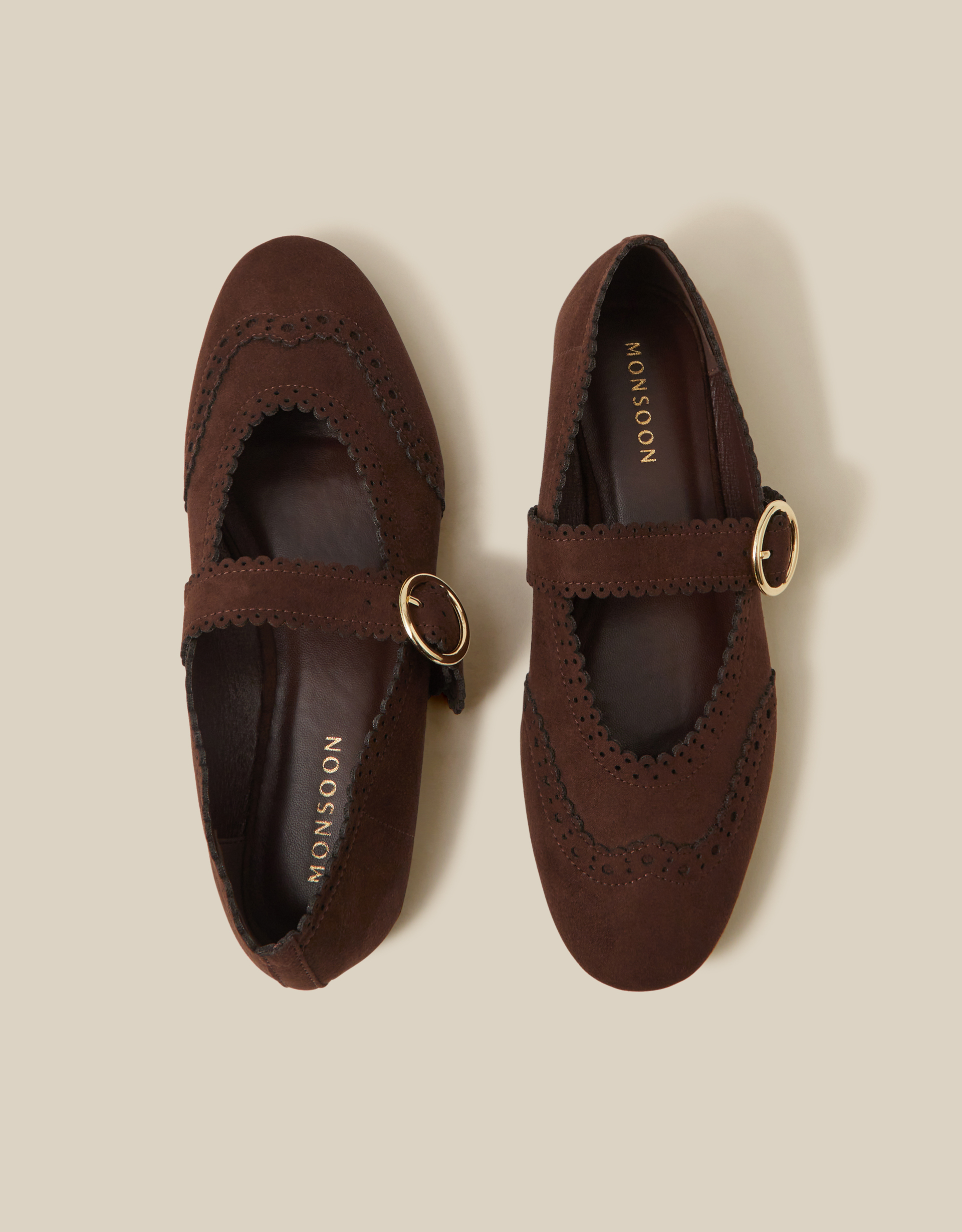 Monsoon Hana Faux Suede Mary Jane Ballet Flats