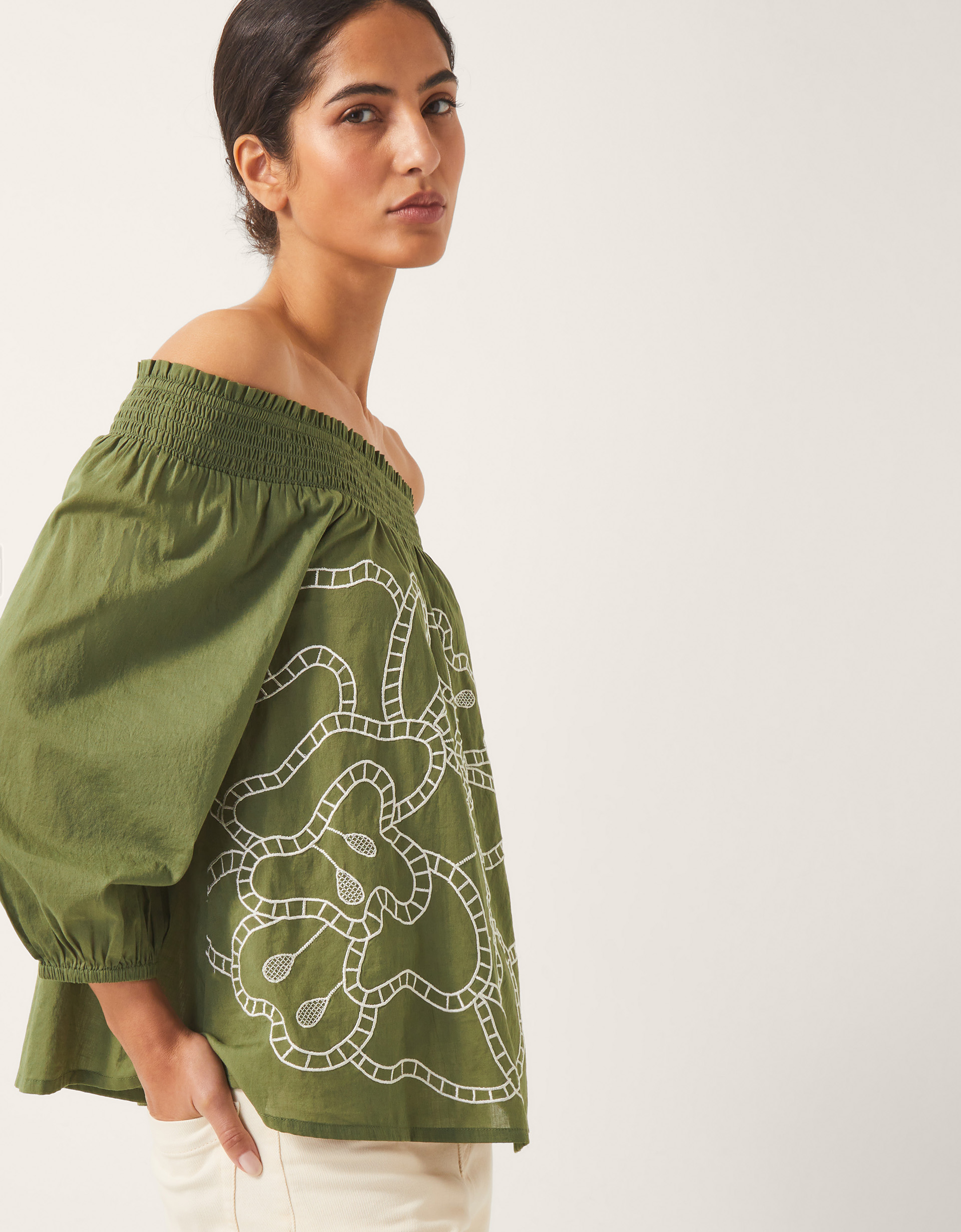 Monsoon Julie Embroidered Bardot Top