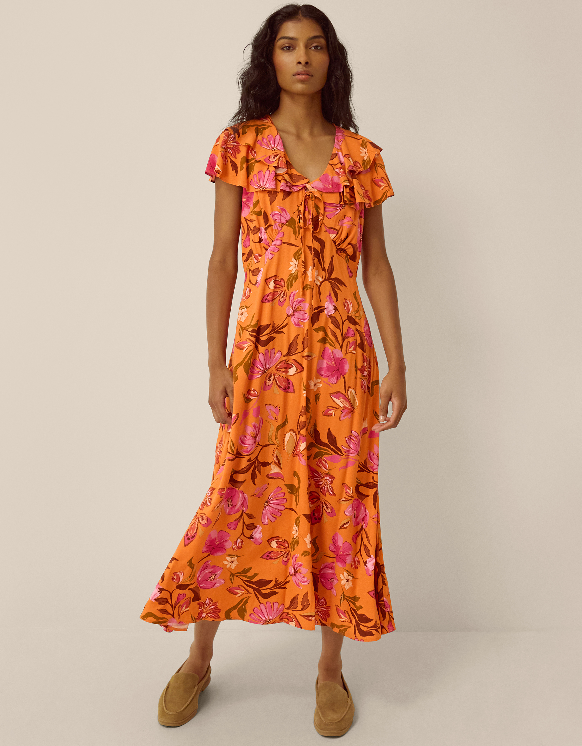 Monsoon Leila Floral Print Midi Dress