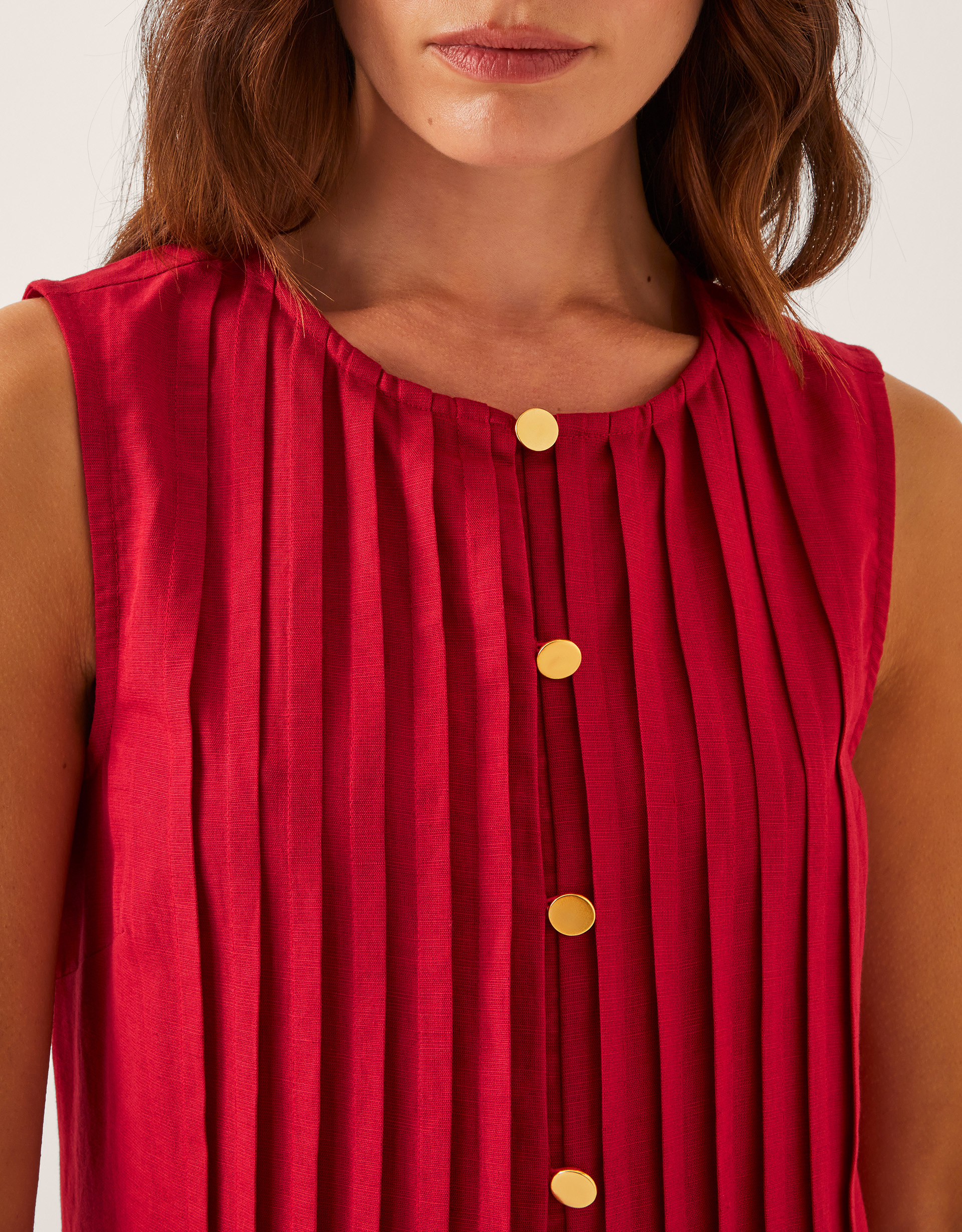 Monsoon Monica Linen Blend Pleated Midi Dress, view 2
